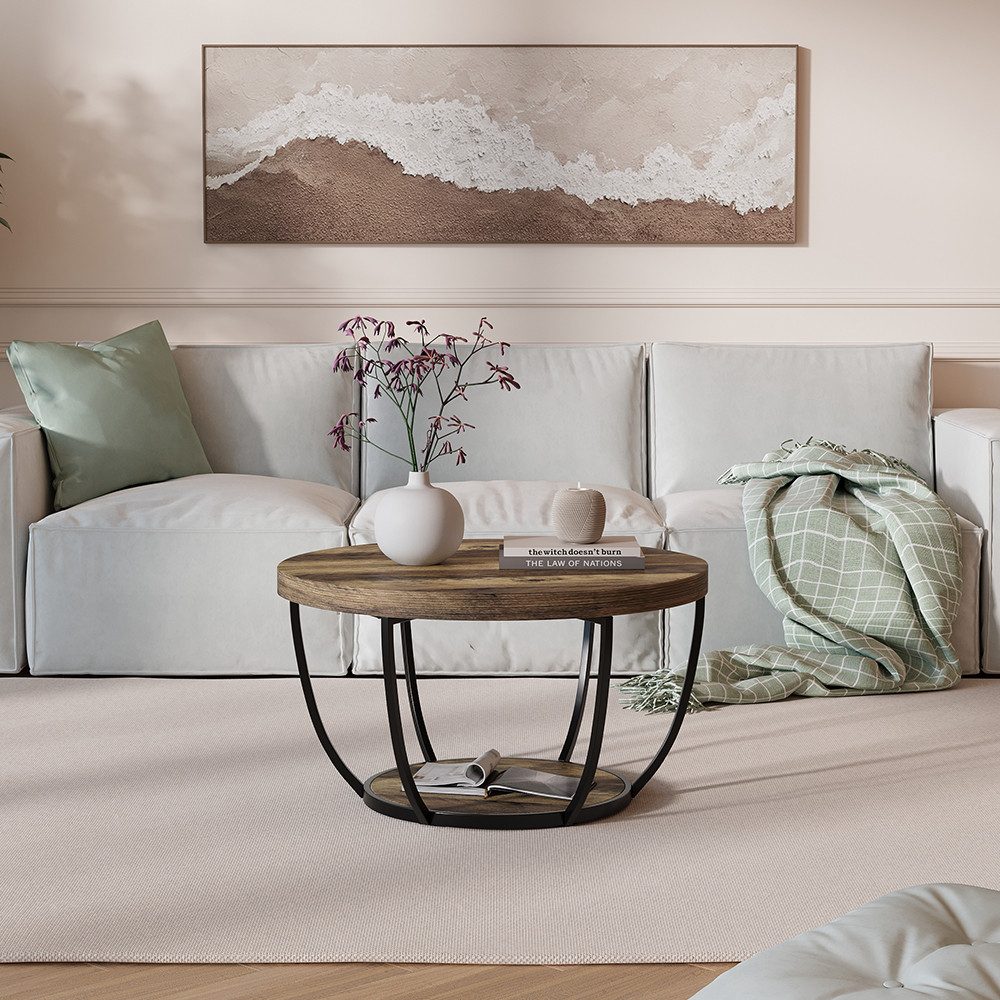 Vicco Couchtisch Arvina, Eiche rustikal, 80 x 80 cm günstig online kaufen