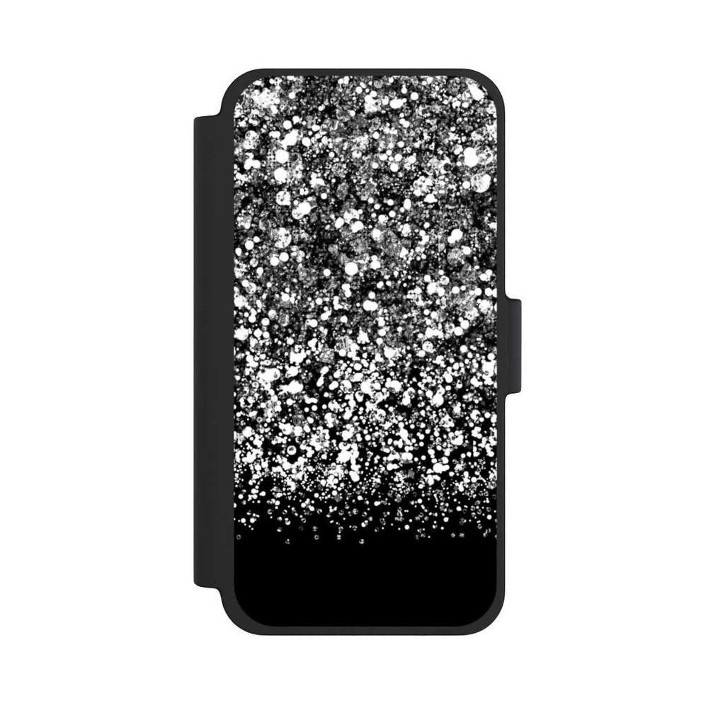 NIVOCASE Handyhülle Glitzer Look Schneeflocken Muster Snow Fall Glitter Look, Apple iPhone 12 mini Klapphülle Handyhülle aus Kunst Leder