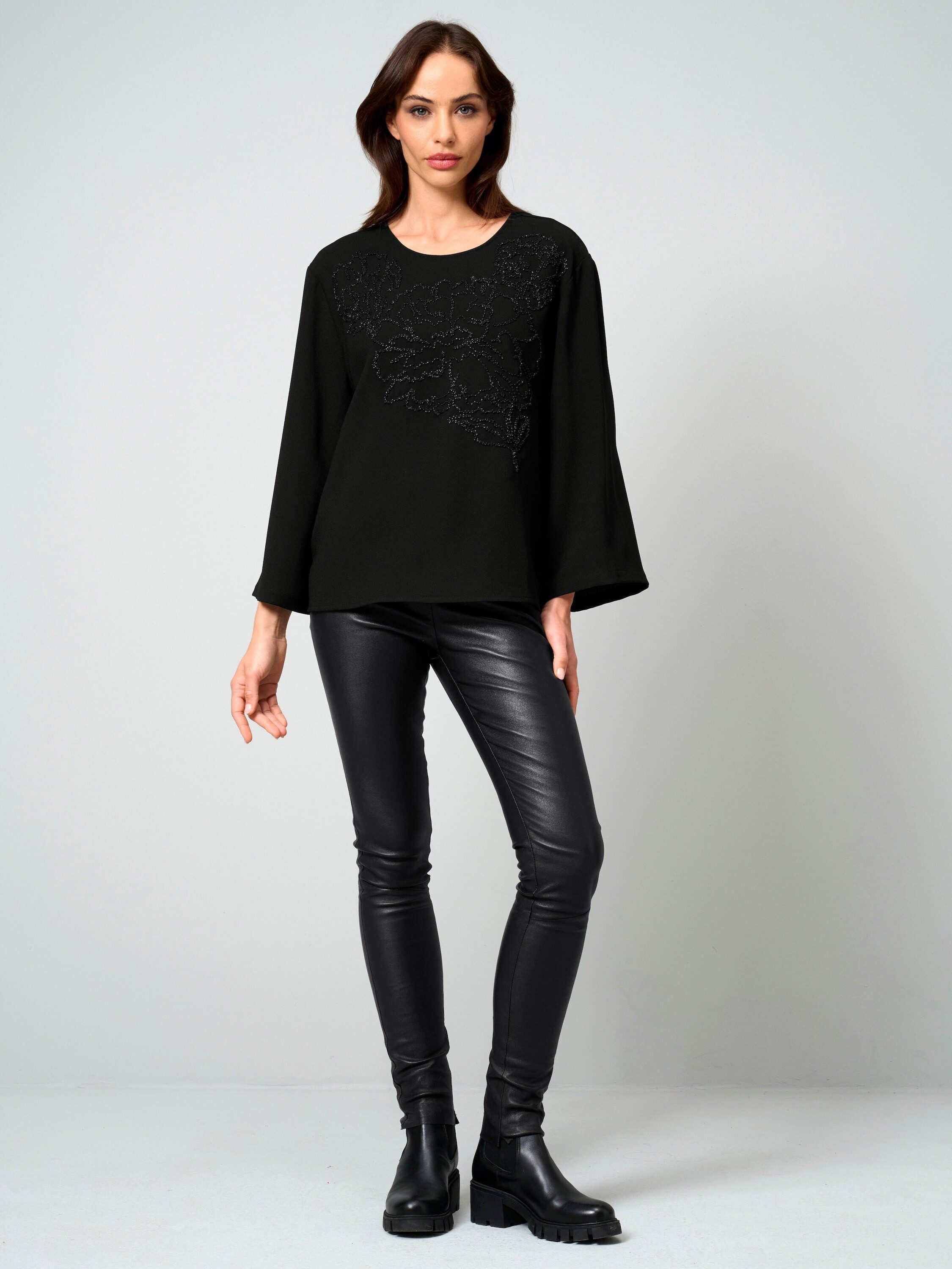 Alba Moda Schlupfbluse Bluse mit Perlenmotiv
