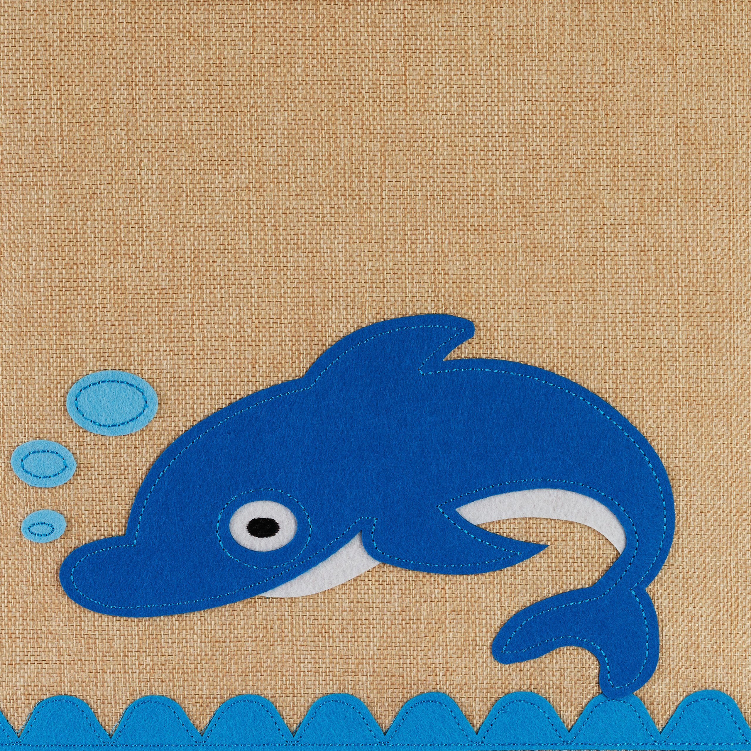 relaxdays Aufbewahrungsbox Aufbewahrungsbox für Kinder, Beige Blau Delfin Weiß