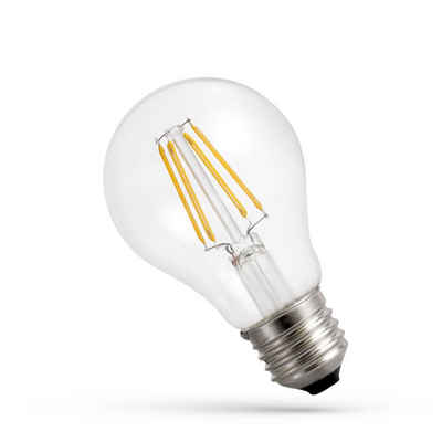 SpectrumLED LED-Leuchtmittel LED E27 A60 Filament klar 7W Birne 600lm 300° Extra Warmweiß 1800K, E27, Extra-Warmweiß, FIlament