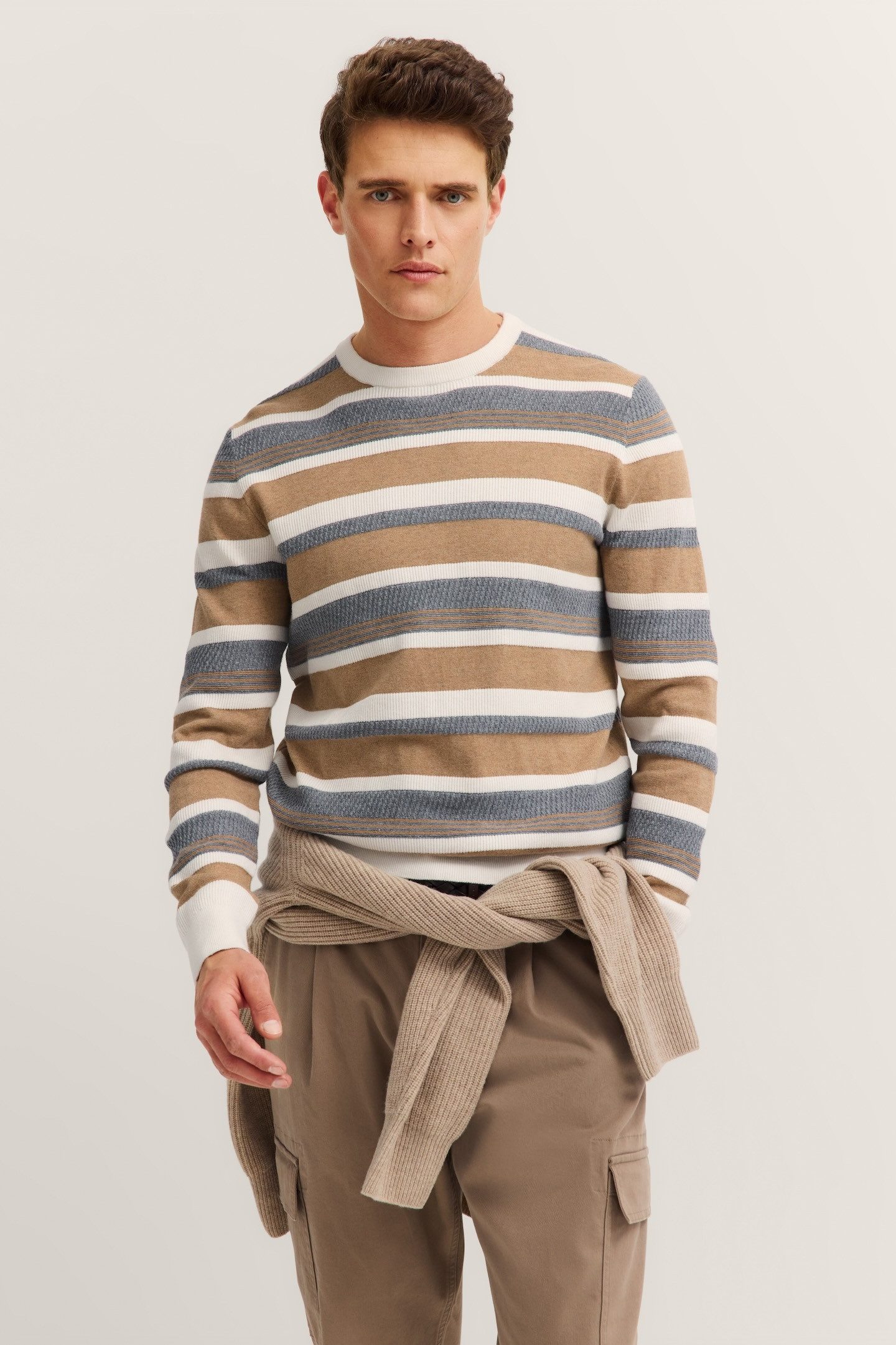 bugatti Rundhalspullover Regular Fit gestreift aus Kaschmir-Mix günstig online kaufen