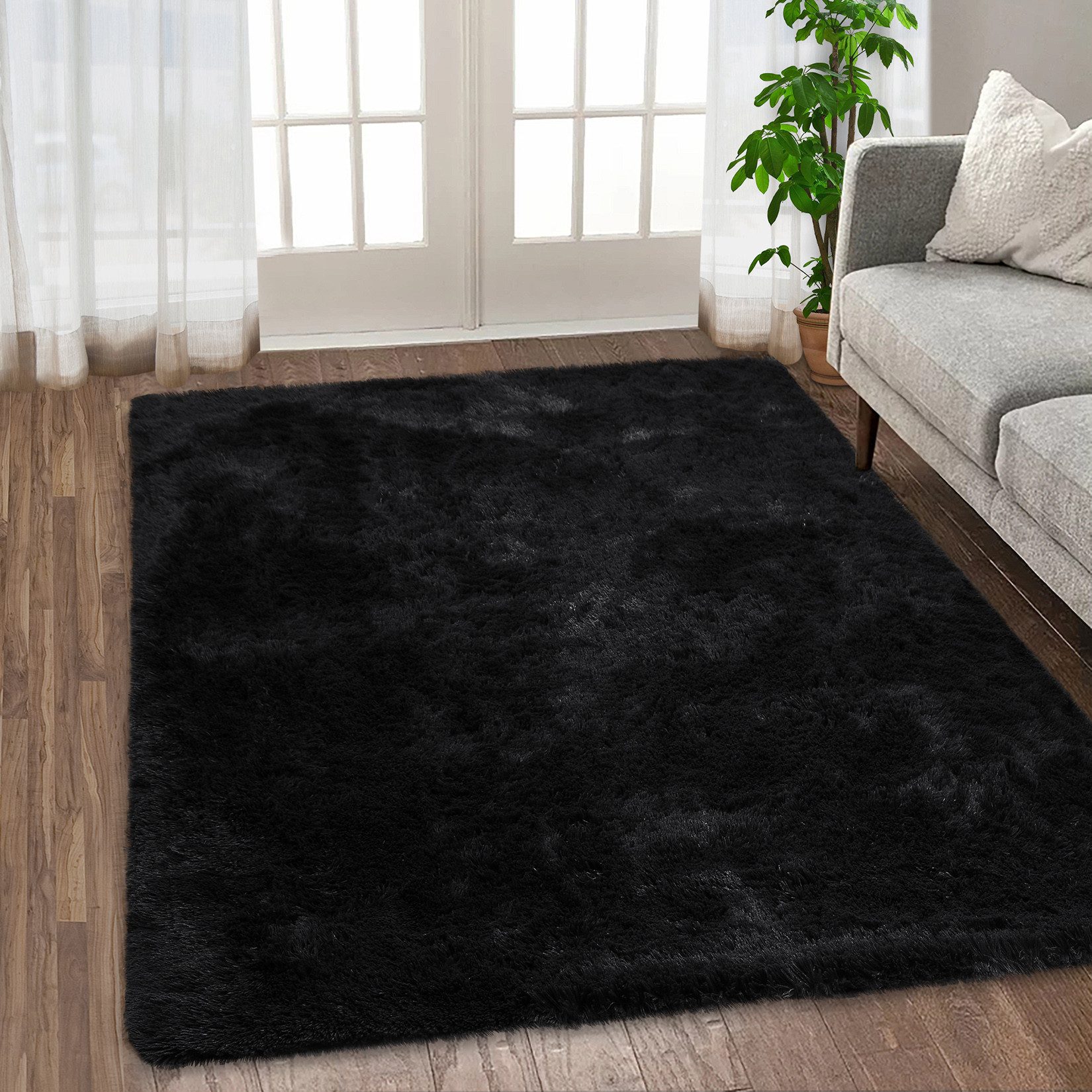 GarveeMore Teppich Langflor-Teppich ultraweicher Hochflor-Teppich Moderner Designteppich, rechteckig, Flauschiger, robuster und rutschfester Läufer Waschbar, pflegeleicht