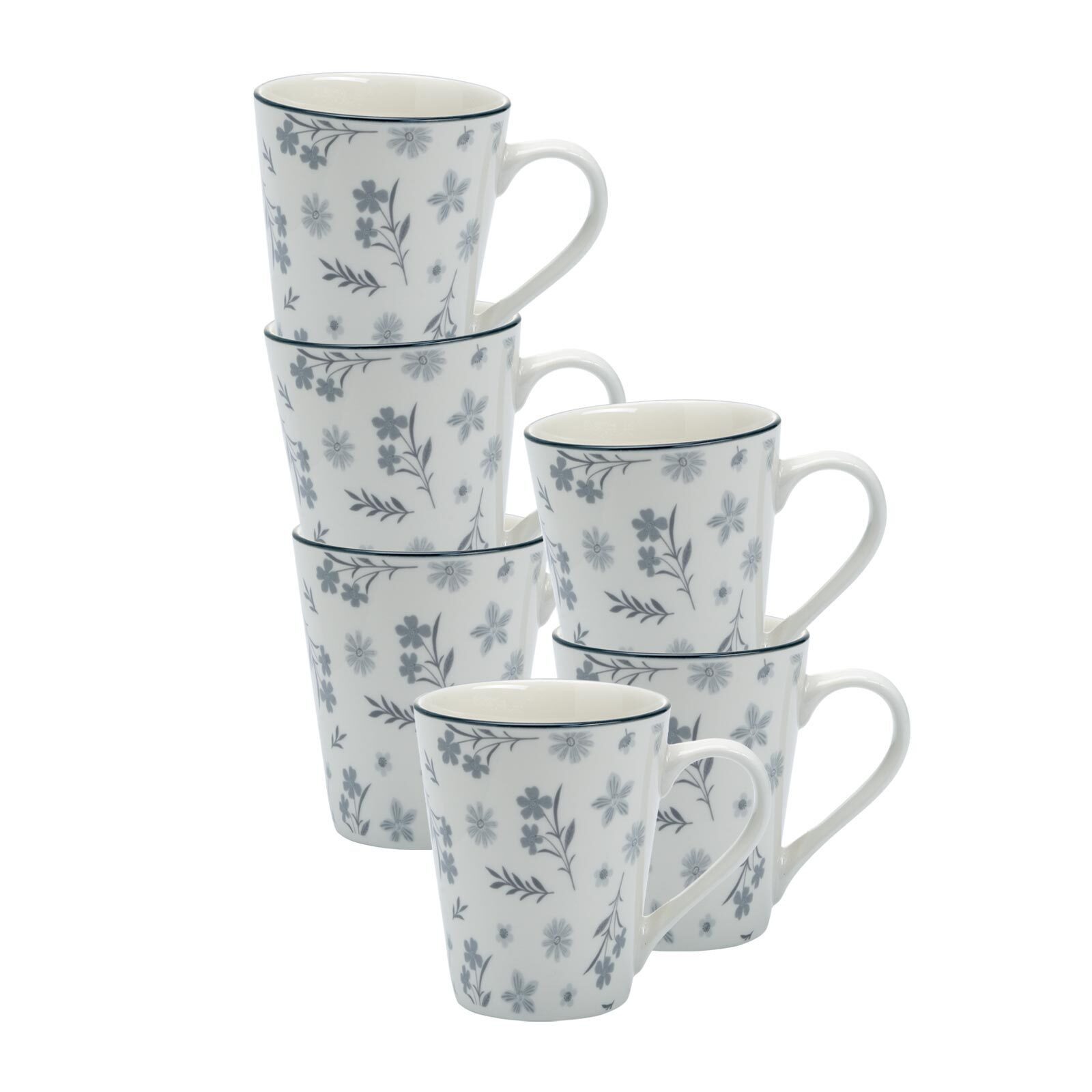 Ritzenhoff & Breker Becher Sendai Blume Henkelbecher 300 ml 6er Set, 6-tlg., Porzellan