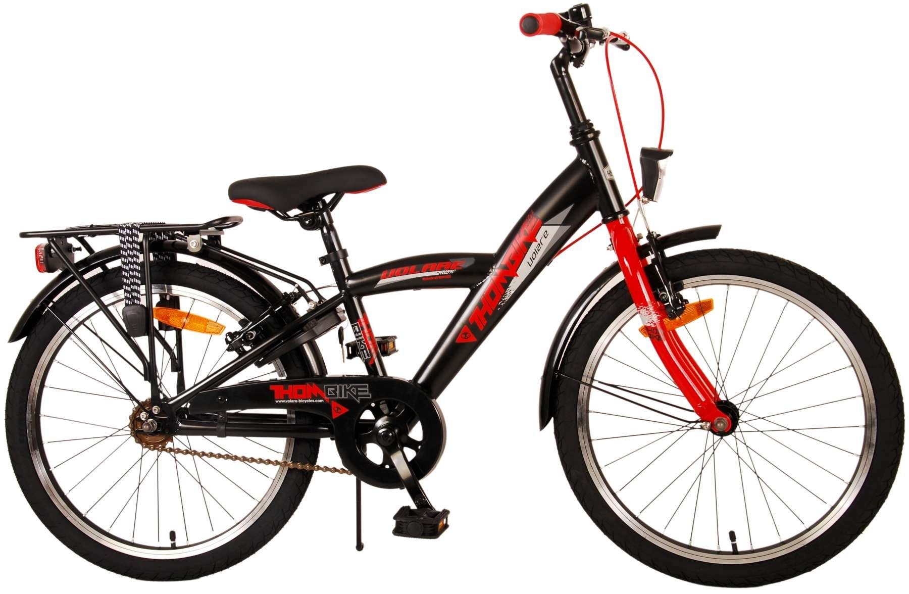 LeNoSa Kinderfahrrad City Adventure Bike 20 Zoll - Jungen Alter 6-8 Jahre, 0 Gang, zwei Handbremsen Schwarz/Rot