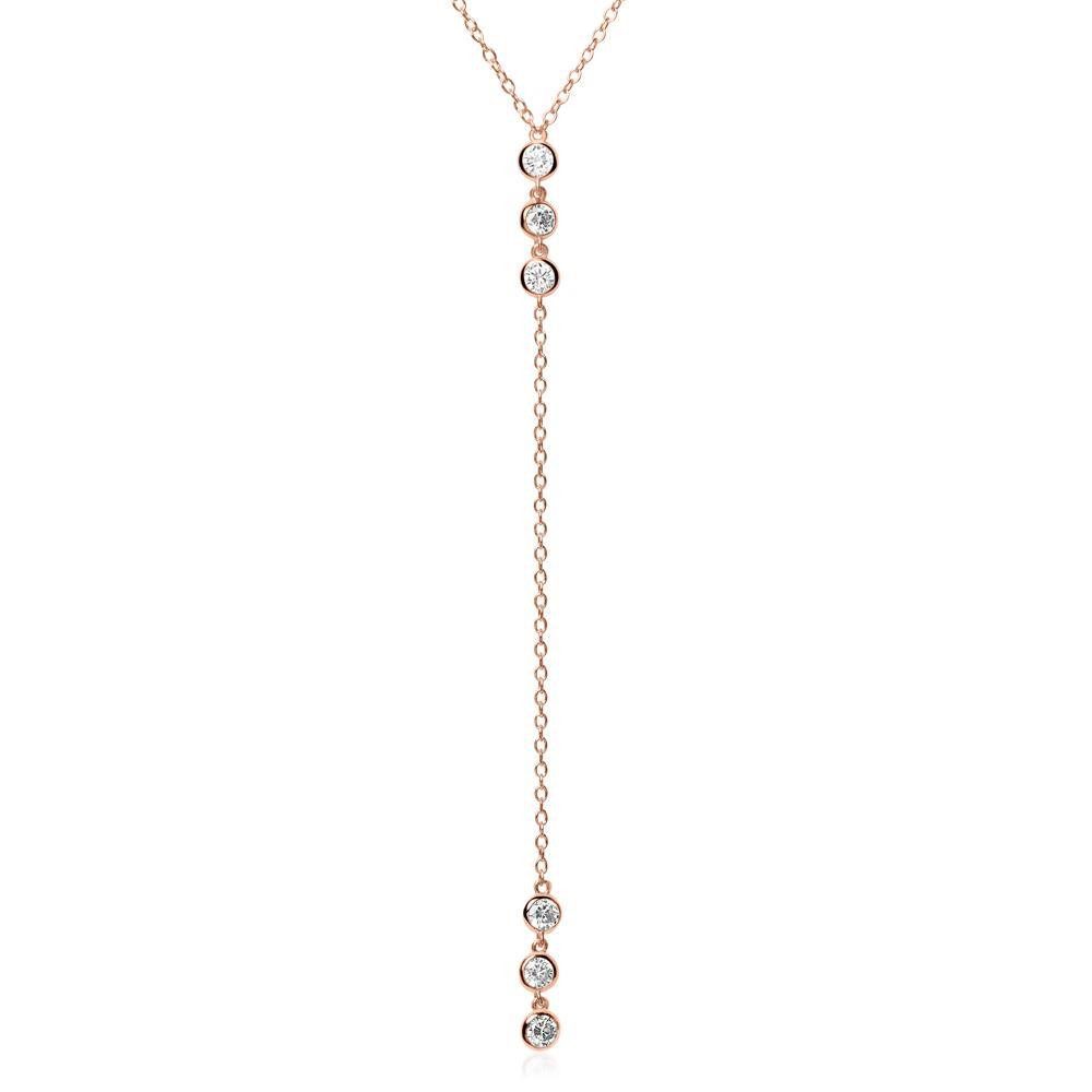 Unique Y-Kette aus rosevergoldetem 925er Silber mit Zirkonia Reihen SN0514