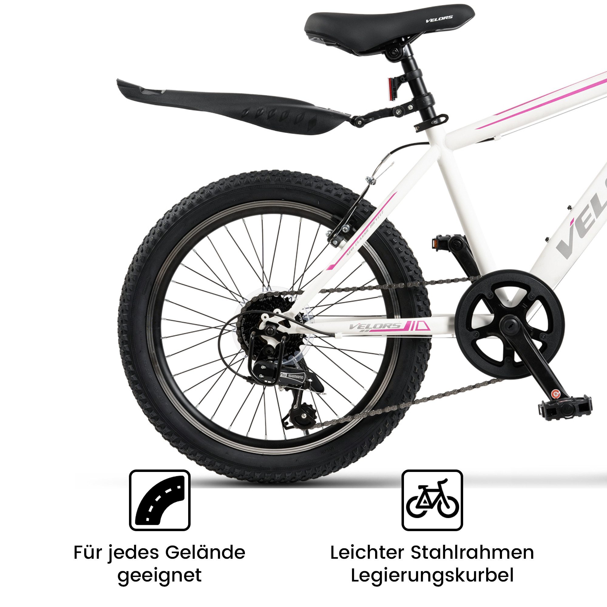 Velors Mountainbike 20, 24 Zoll Fahrrad Kinderfahrrad Mädchen und Jungen, 21 Gang Shimano Tourney Schaltwerk, Kettenschaltung, Hochwertiger Rahmen, Jugendfahrrad MTB Hardtail Fahrrad
