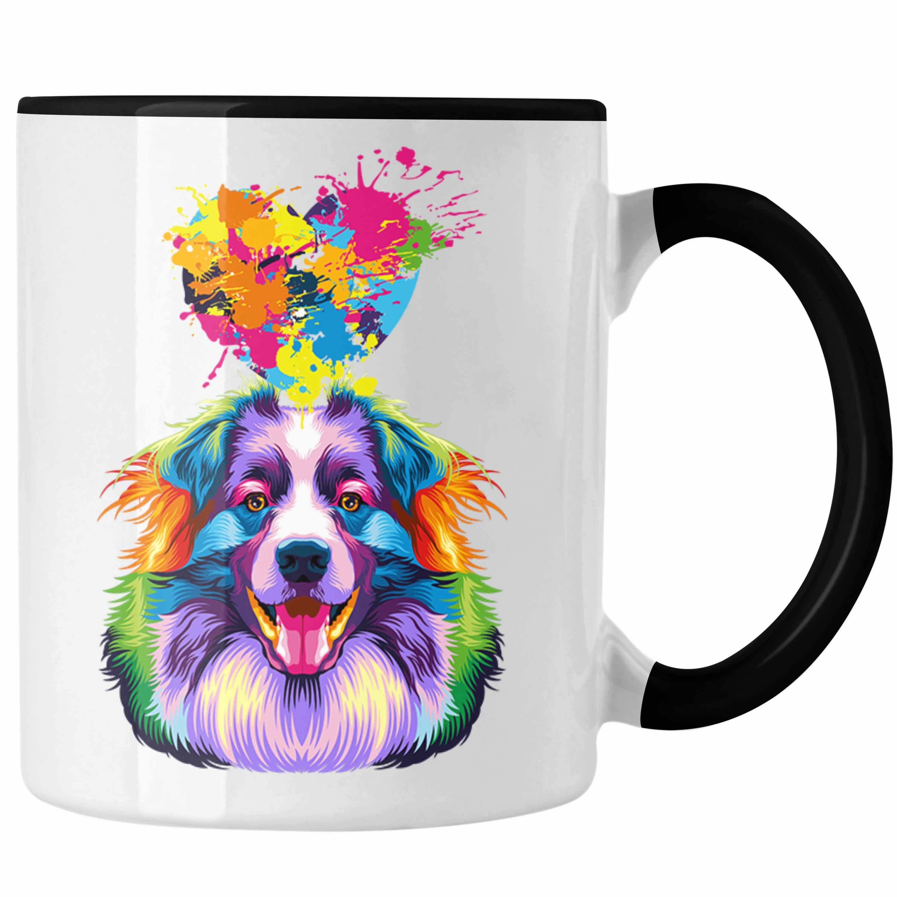 Trendation Tasse Australian Shepherd Geschenk Besitzer Tasse Schwarz Herz Lustiger Spruch Farbe