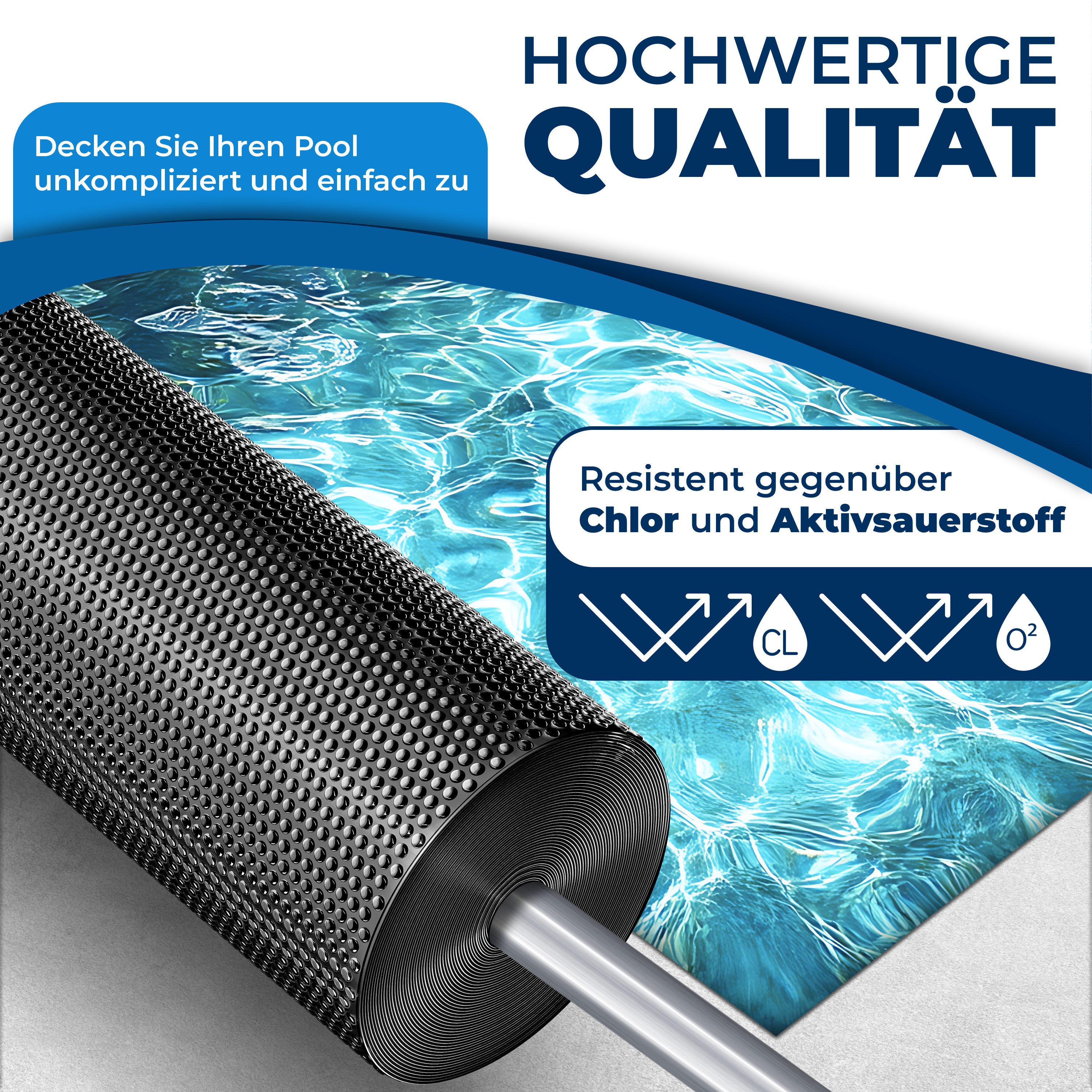 KESSER Solarabdeckplane Pool Solarfolie 400 µm Solarplane, Poolabdeckung zum zuschneiden (Solarabdeckung mit Schere, Lochzange & 12 Ösen zur Fixierung), flexible Poolplane für Wassererwärmung Solarabdeckung