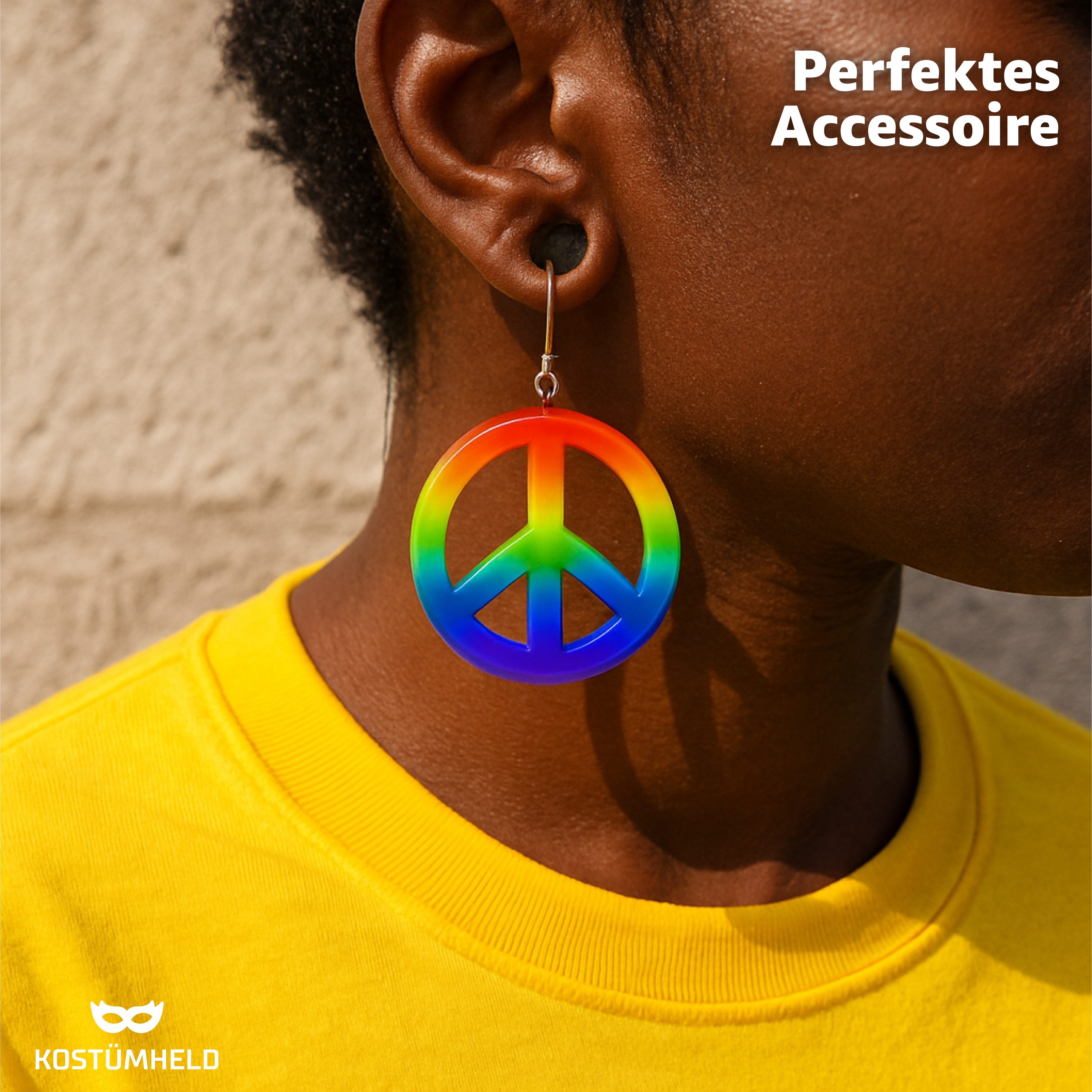 TK Gruppe Kostüm Hippie Peace Accessoire – Regenbogen Frieden für Fasching, Karneval