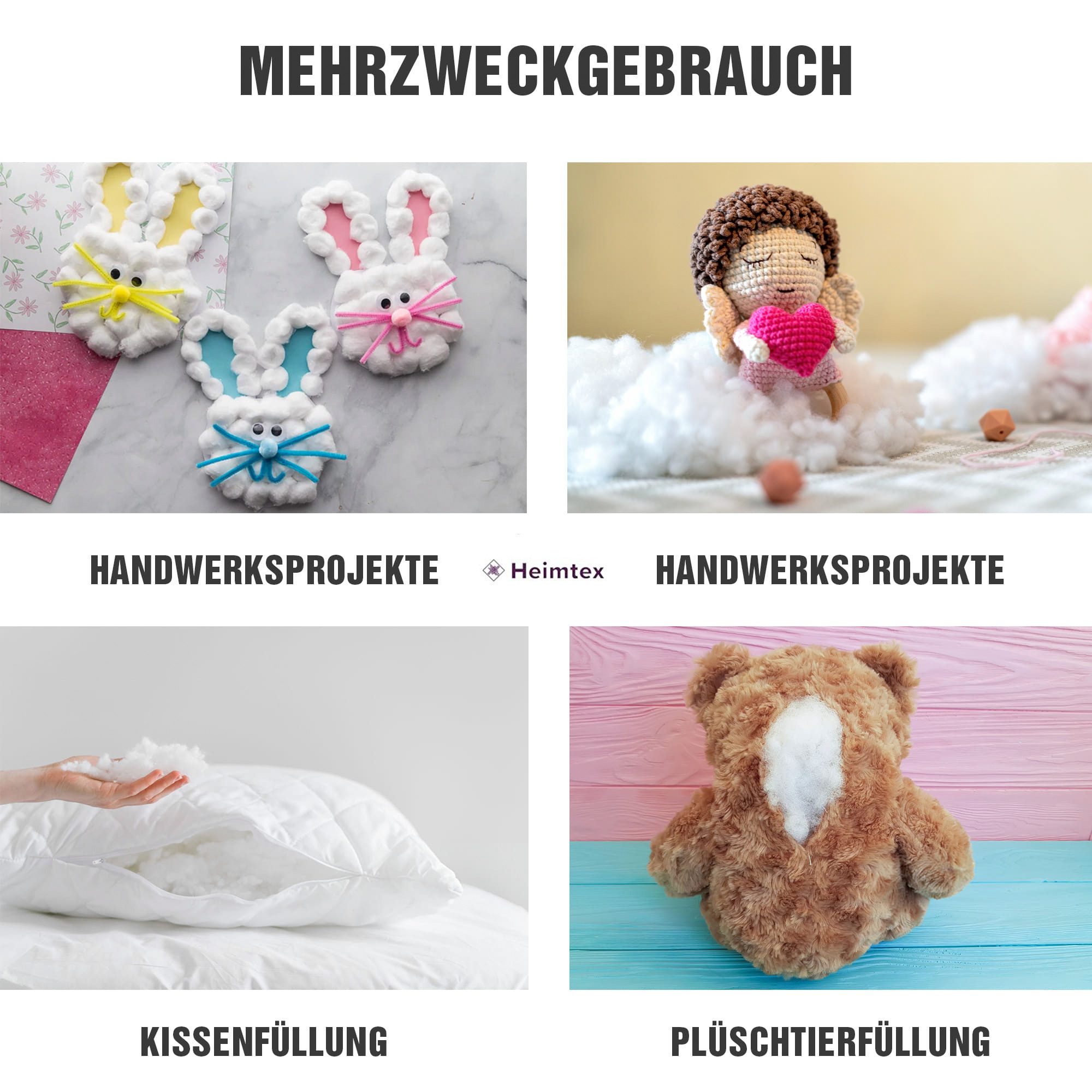 Heimtex Kissenfüllung Kissen Füllung Watte - Waschbare Baumwollfüllung für Kissen, 500g-3kg
