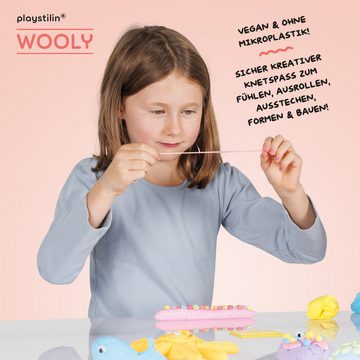 Playstilin® Knete WOOLY (Knetset, 1-tlg., mit Kulleraugen und Modellierwerkzeug), extra fluffige Spielknete, nicht trocknend