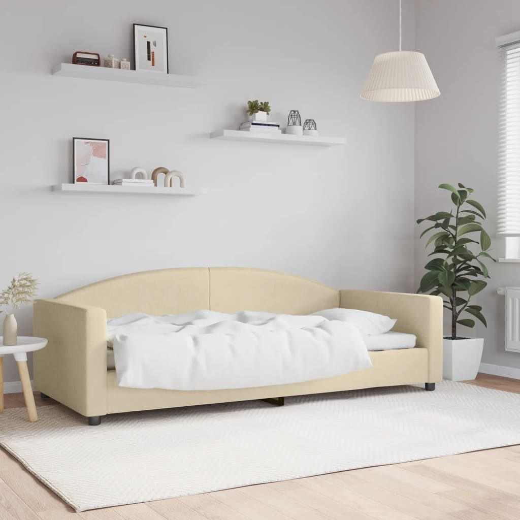 vidaXL Gästebett Tagesbett Creme 90x200 cm Stoff Gästebett Gästecouch Gäste günstig online kaufen