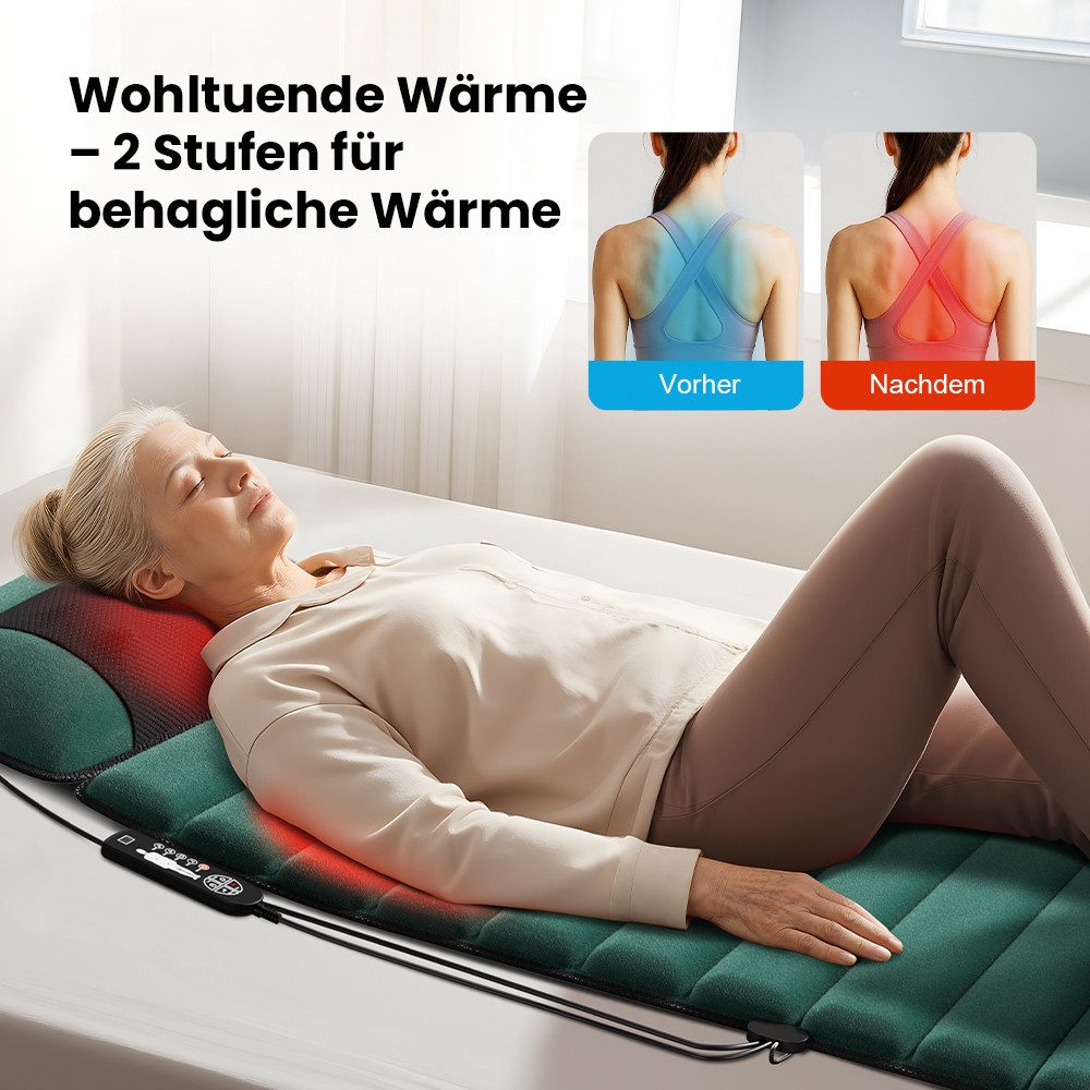 BBWL Massagematte für Schultern, Nacken, Rücken & Hüfte mit Memory-Schaum, Wärmefunktion und ergonomischem Design