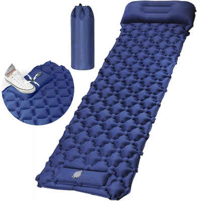 Aoucheni Isomatte Selbstaufblasende Schlafmatten für Camping mit Fußdruckpumpe, Blau