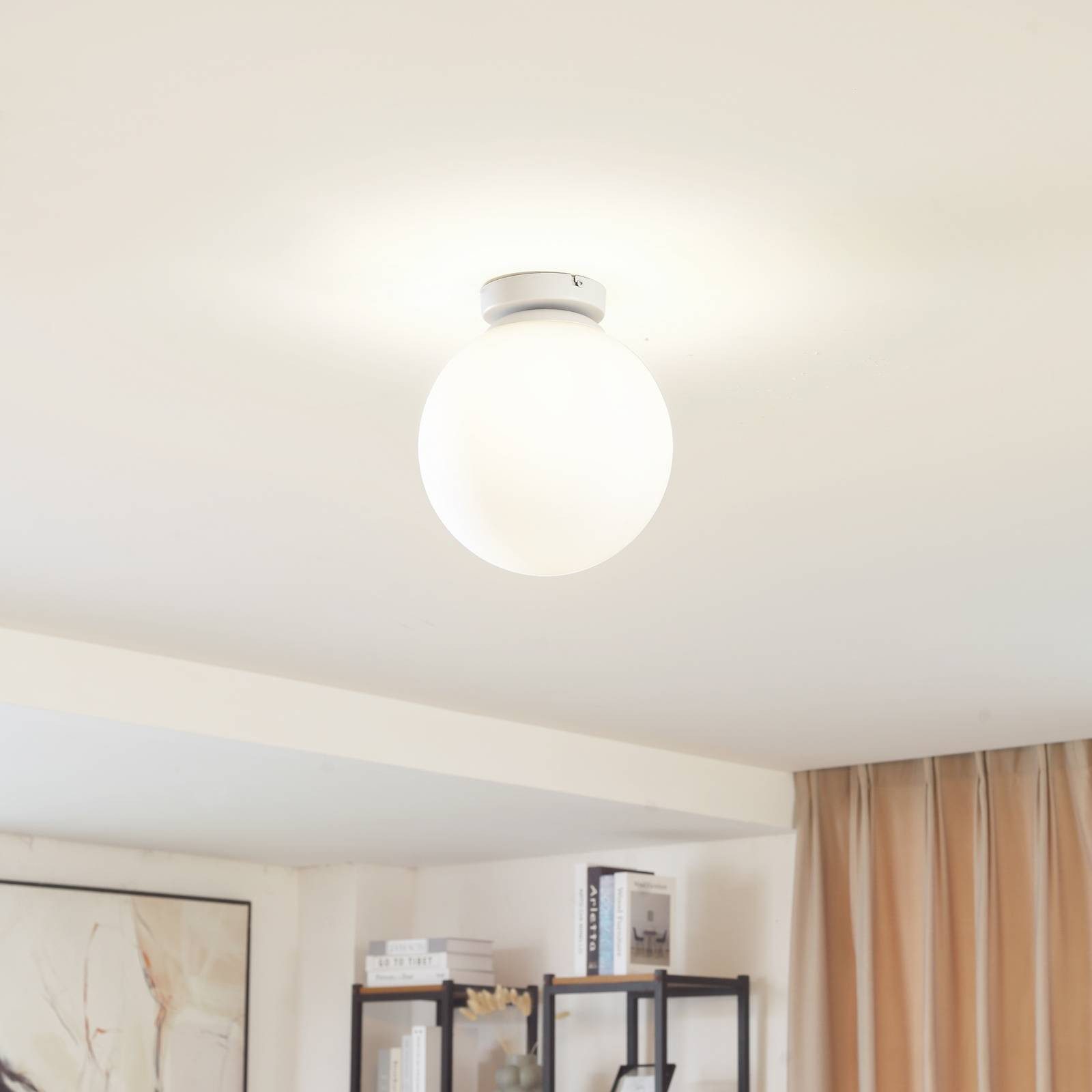 Lindby Deckenleuchten Meriala, Glas Weiß IP20, 1 x 60 W