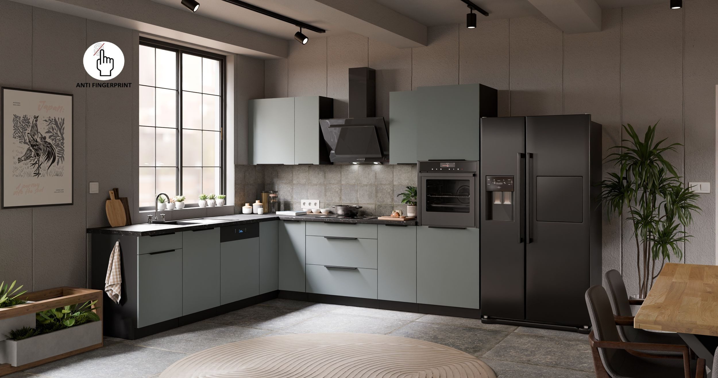 Küchen-Preisbombe Winkelküche ARIA K-BL ECKE 2 Anti Fingerprint Küche Küchenzeile Eckküche