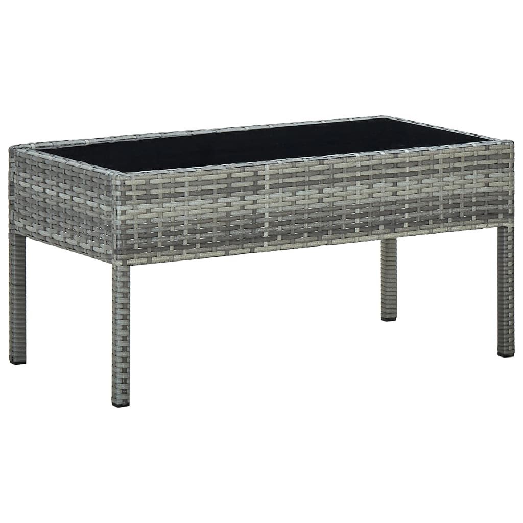 furnicato Gartentisch aus PE-Rattan mit Glasplatte 75 x 40 x 37 cm Grau (1-St)