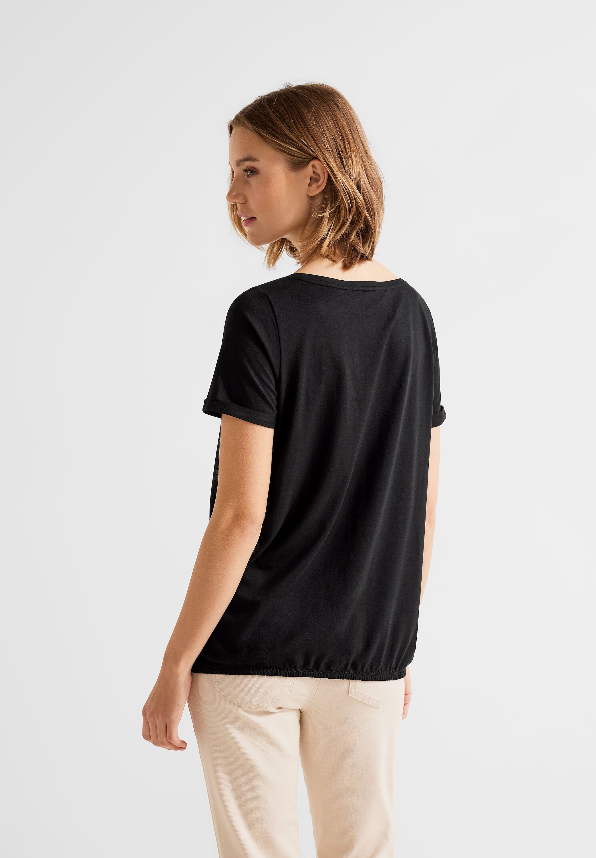 Rundhalsausschnitt T-Shirt STREET Black mit ONE
