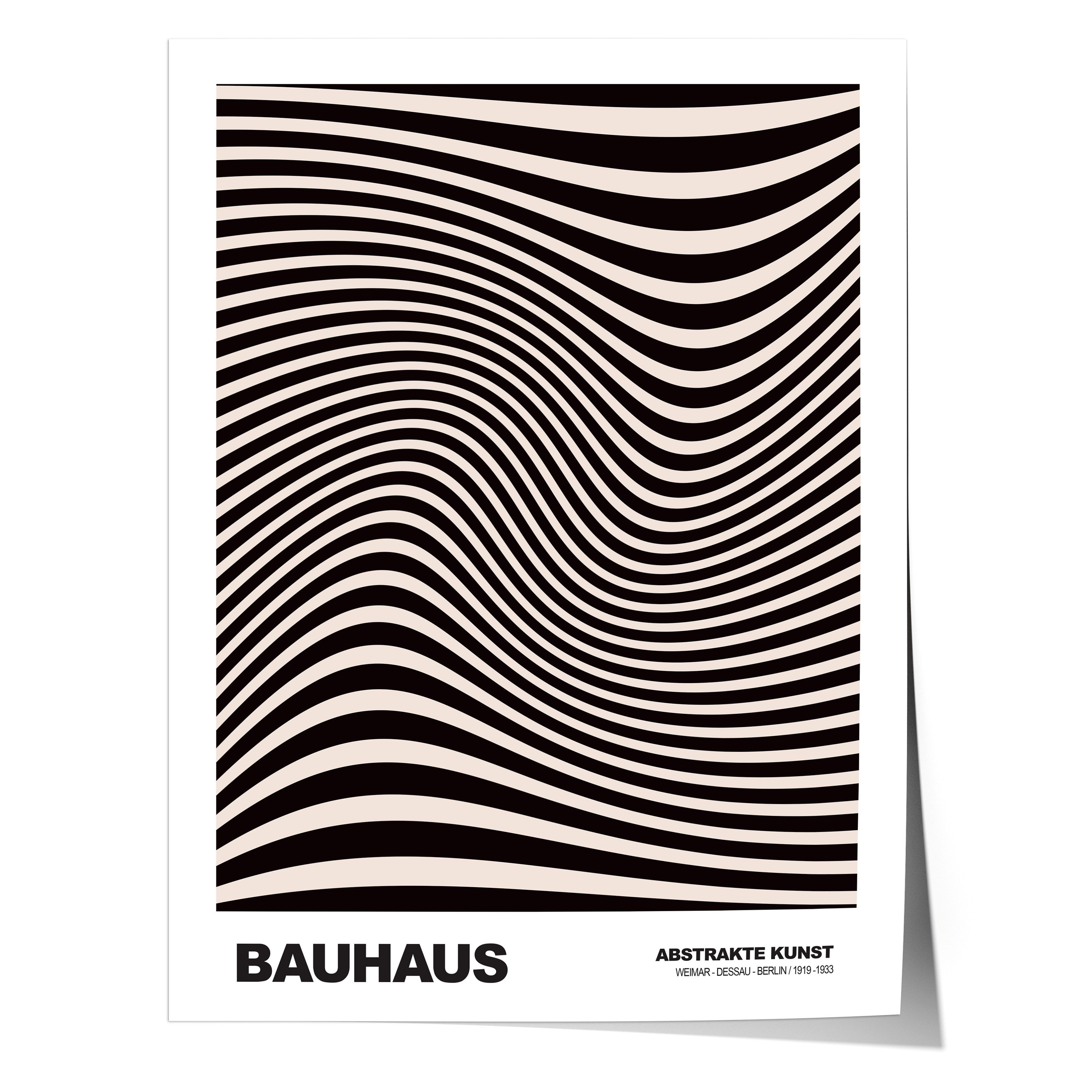 JUSTGOODMOOD Poster Bauhaus Abstrakte Kunst Organisches Linienmuster in Schwarz Beige Retr, (1 St)