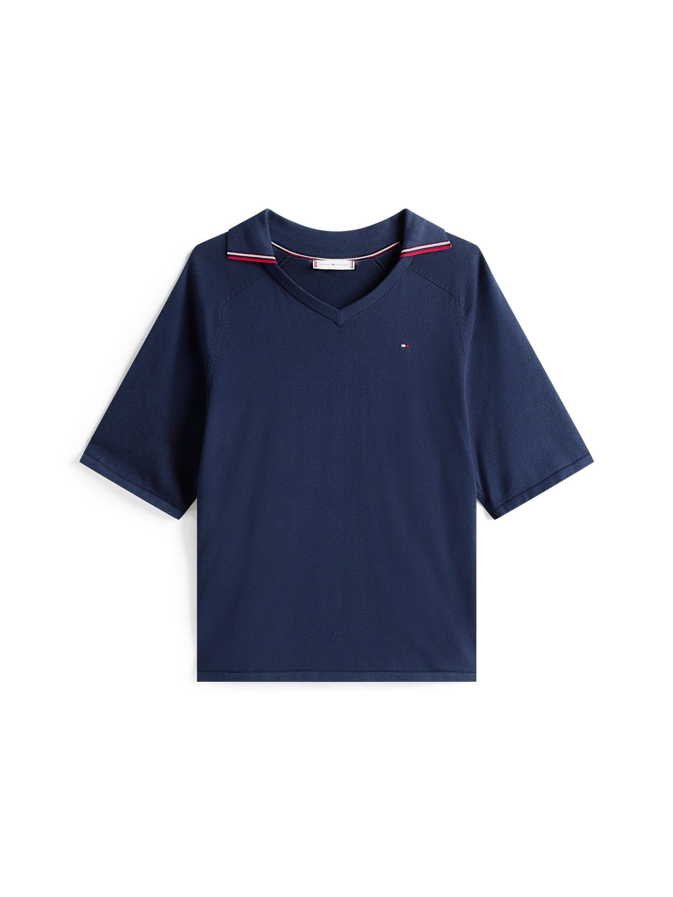 Strickpullover CO JERSEY STCH POLO V-NK S/S SWT