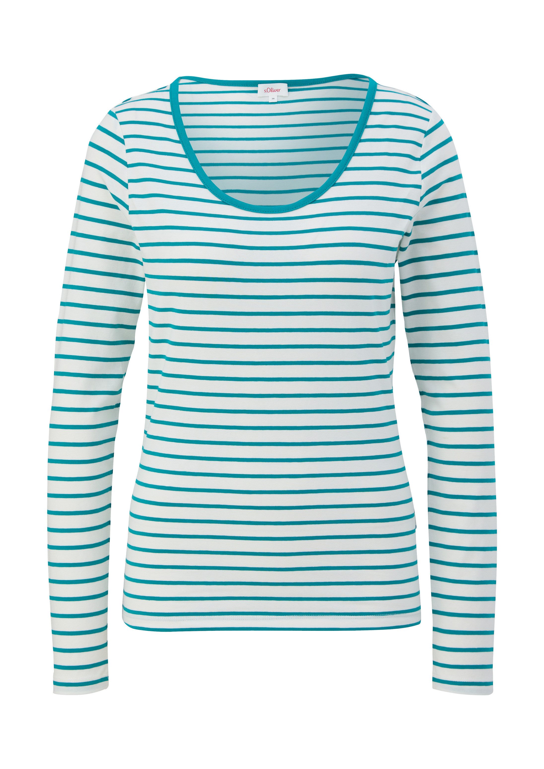 s.Oliver Langarmshirt T-Shirt Langarmshirt mit tiefem Rundhalsausschnitt