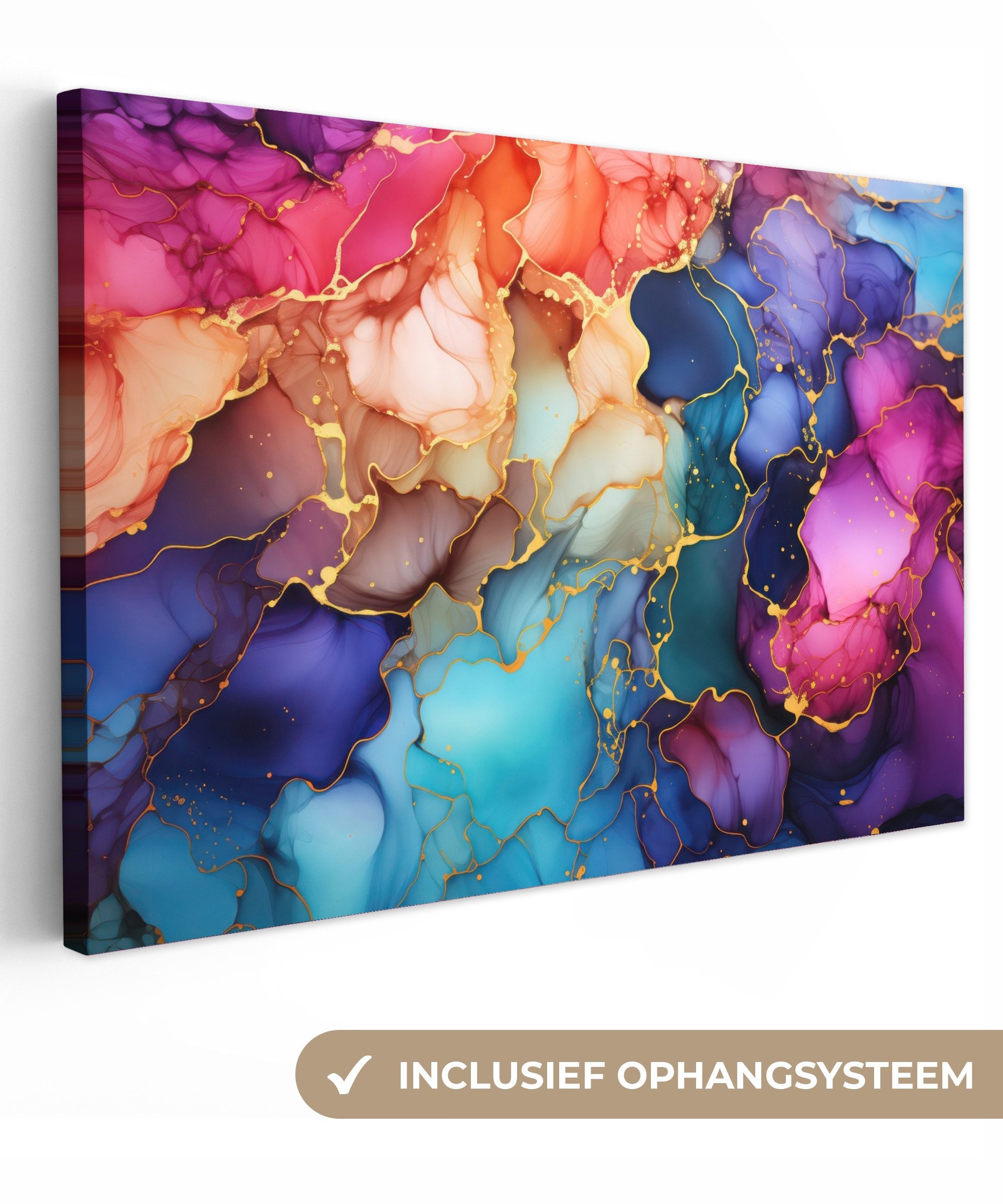 OneMillionCanvasses® Leinwandbild Marmor - Bunt - Abstrakt, Fotodruck (1 St), Leinwand Bilder Klein, Wand Dekoration Aesthetic 30x20 cm