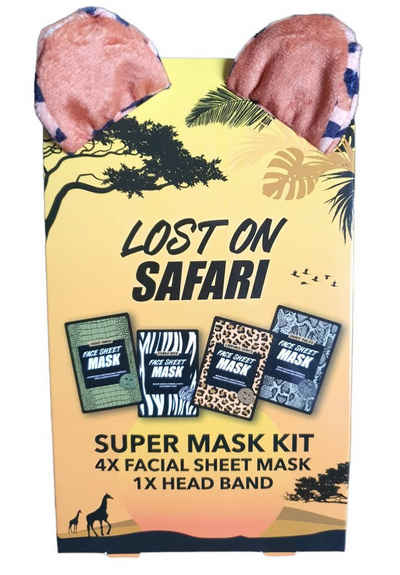 Spectrum Gesichtsmasken-Set Gesichtsmasken Tiermasken 4 Stück Multipack mit tierischem Kopfband, 5-tlg.