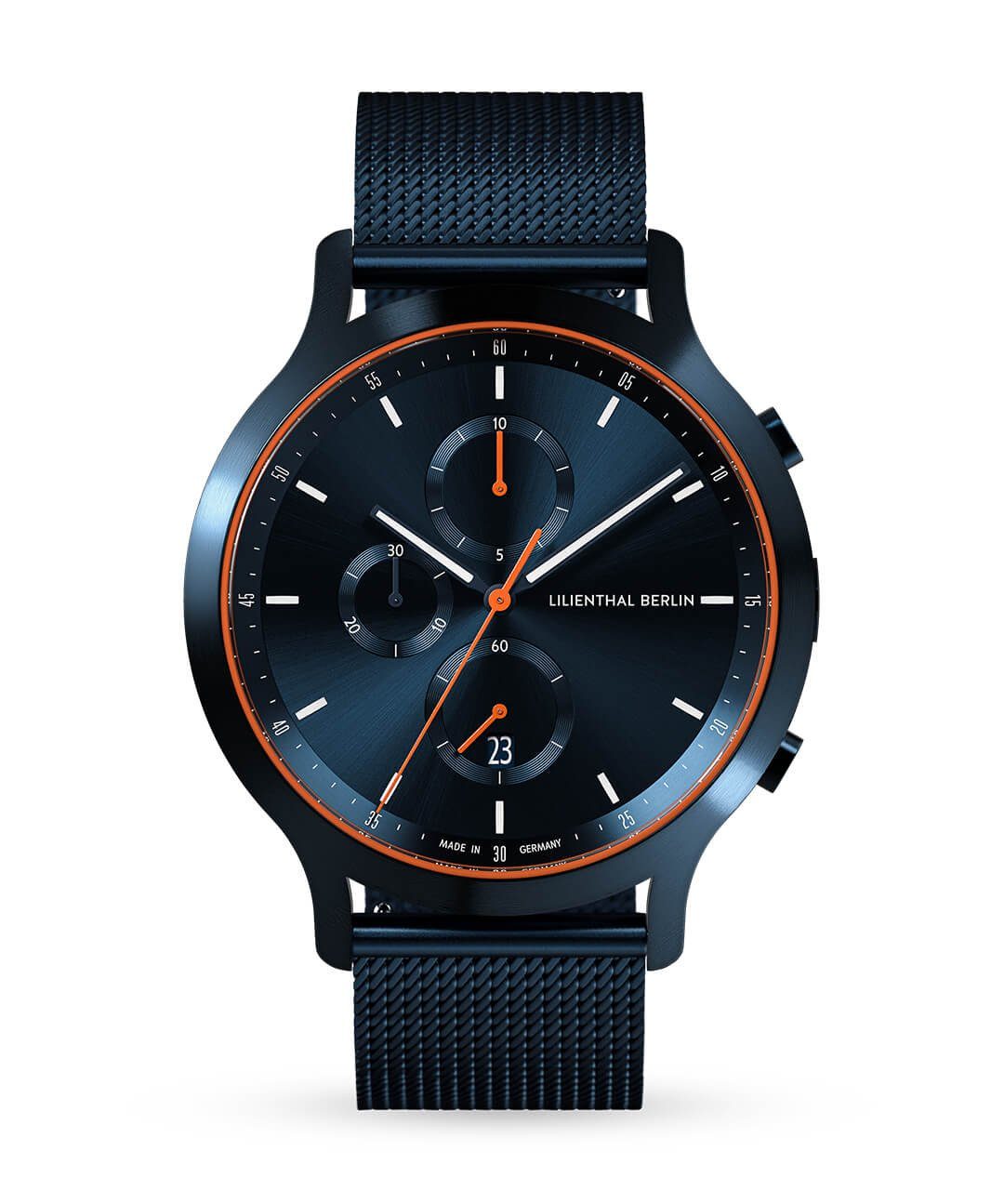 Chronograph Blue - Chronograph Berlin Blau Lilienthal Orange Mesh