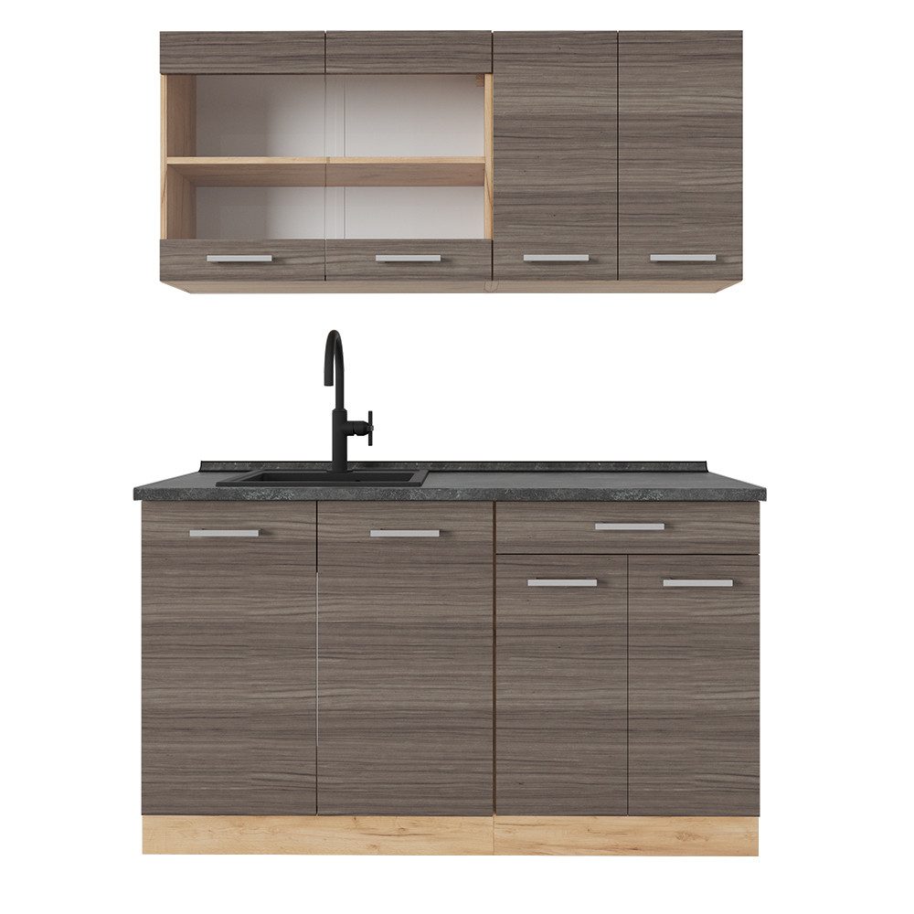 Vicco Küchenzeile R-Line, Edelgrau/Goldkraft Eiche, 140 günstig online kaufen