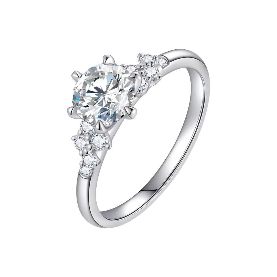 Jumpeak Diamantring Diamantring 1ct/2ct,seitenstein ring,D,VS1,3EX,IGI,14K Weißgold, 14K Gold Verlobungsring,Gold ring,Lab Diamant,Damen Ring Geschenk