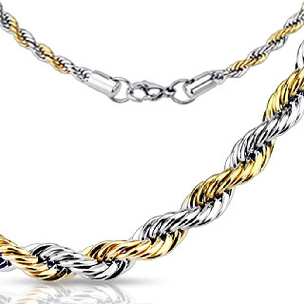 BUNGSA Ketten-Set Kette zweifarbig verdreht Silber/Gold aus Edelstahl Unisex (1-tlg), Halskette Necklace