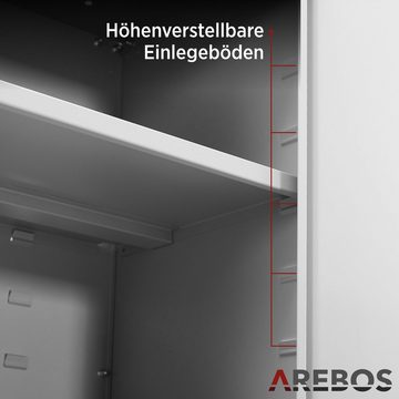 Arebos Aktenschrank Büroschrank, Grau, 195 x 40 x 90 cm, 2er Set, 4 Türen (Set)