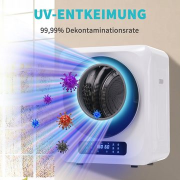 REDOM Ablufttrockner Mini-Wäschetrockner freistehend/hängend Mit UV-Sterilisation und LED-Display, 2.5 kg, Belüfteter Wäschetrockner mit Timer und 6 Programme