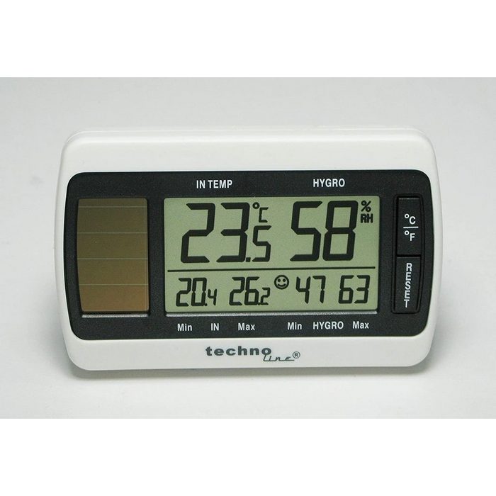 technoline Hygrometer WS 7007 Thermometer mit Temperaturanzeige Luftfeuchteanzeige Wohlfühlindikator Wandgerät Wetter weiß