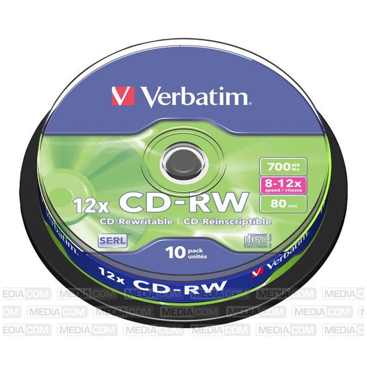 Verbatim CD-Rohling Verbatim CD-RW 700MB 8-12x Cakebox 10er