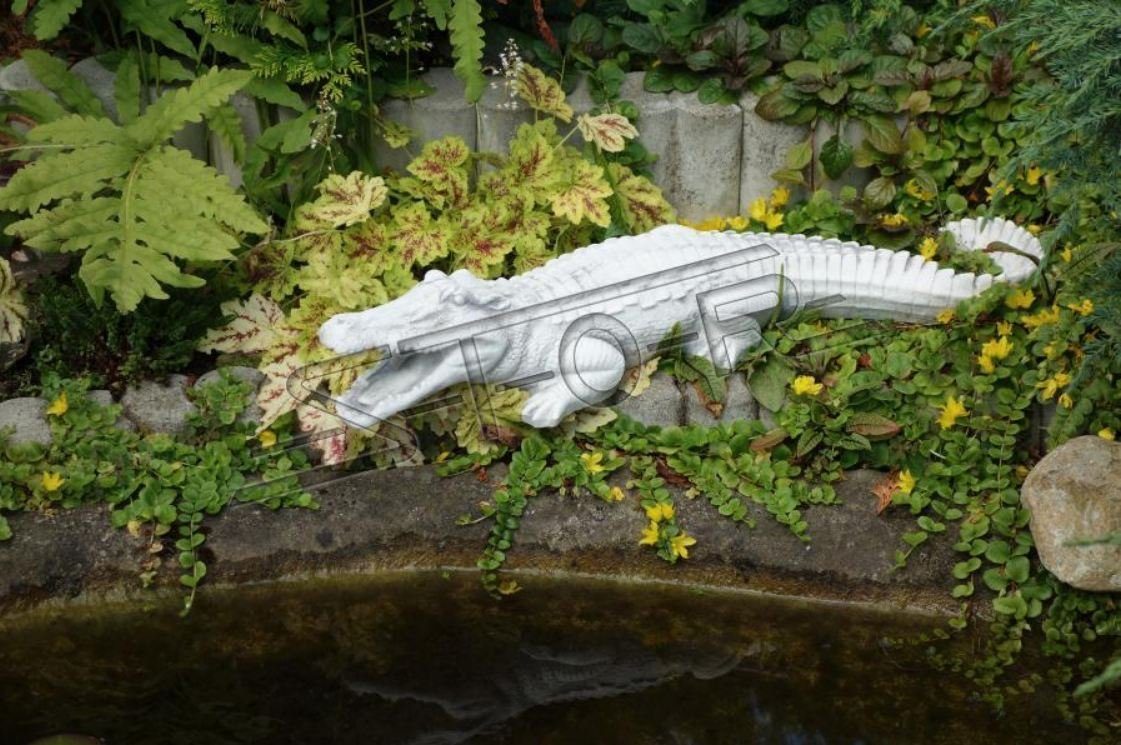 Garten Skulptur Dekoration Stein Terrasse Figur Statue Krokodil Figuren JVmoebel
