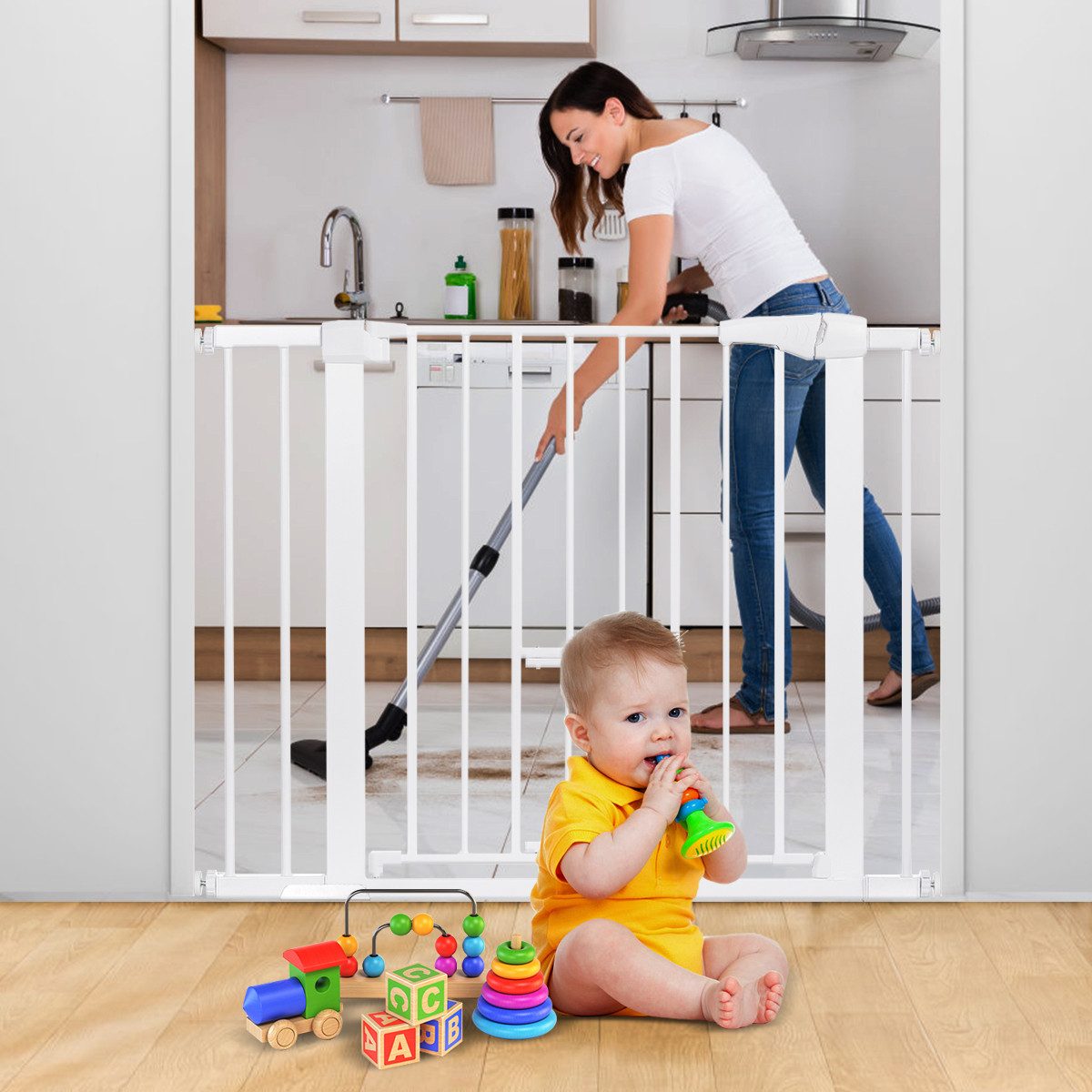 Comomy Türschutzgitter (Babygitter Treppengitter mit Katzentür, günstig online kaufen