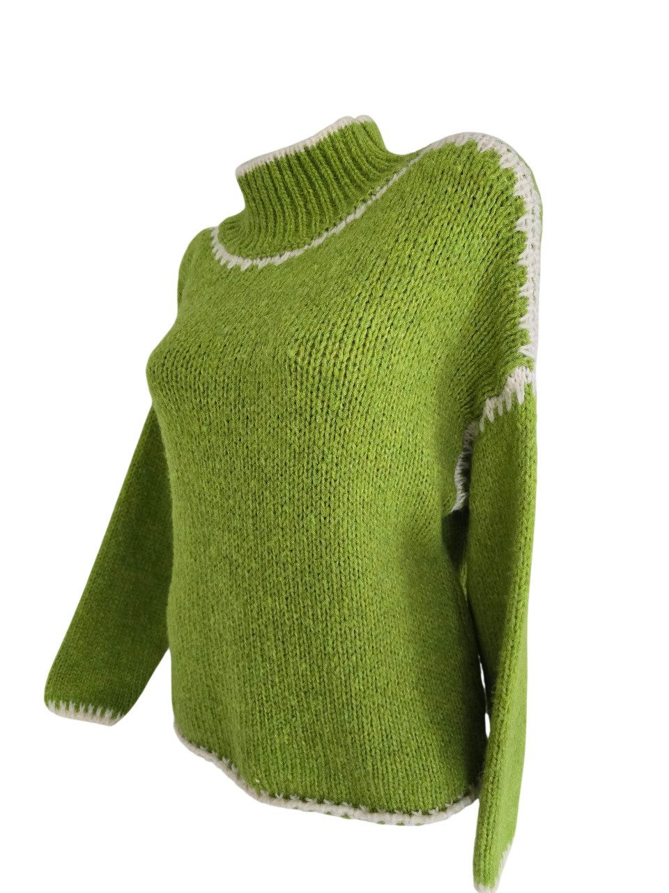 Sa-Lucca Strickpullover kuschelweicher Damen Strickpullover mit hohem Stehkragen (1-tlg) Rollkragen mit kontrastfarbenen Abschluss