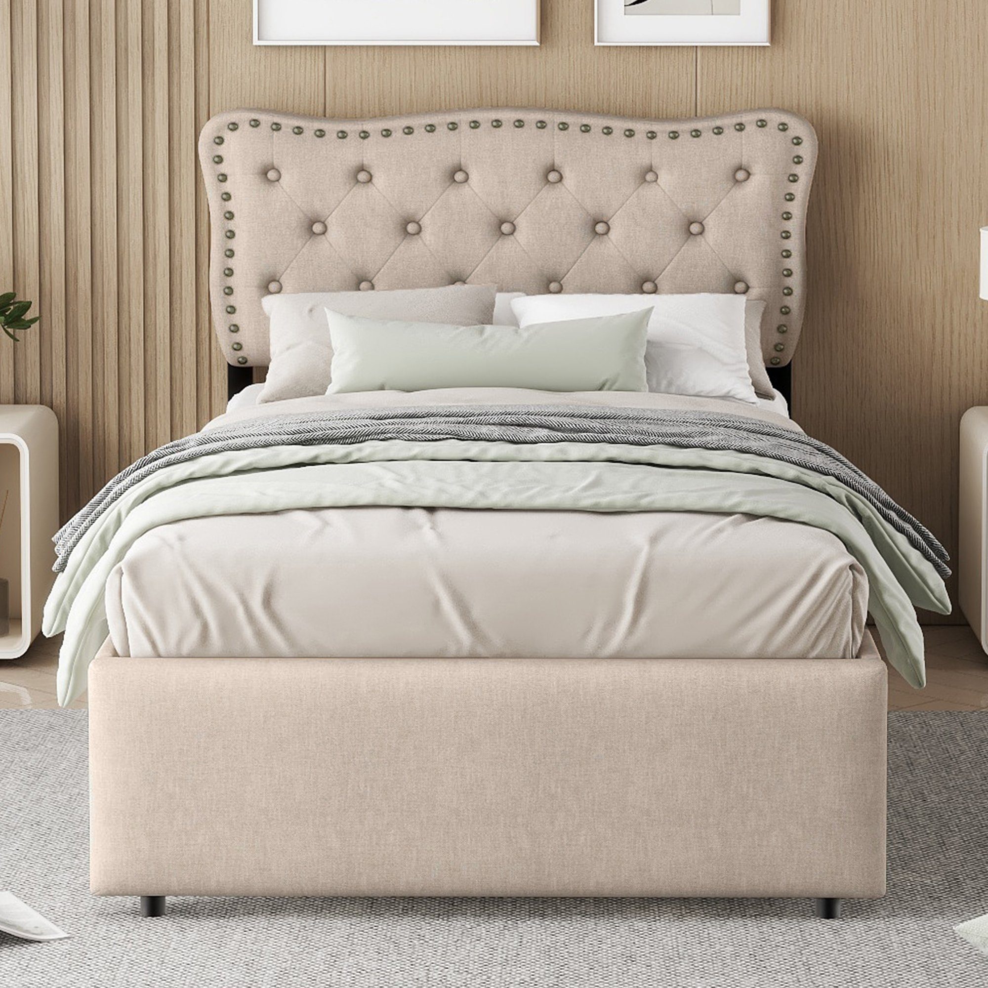 Flieks Polsterbett, Einzelbett 90x200cm mit 2 Schubladen und höhenstellbare günstig online kaufen