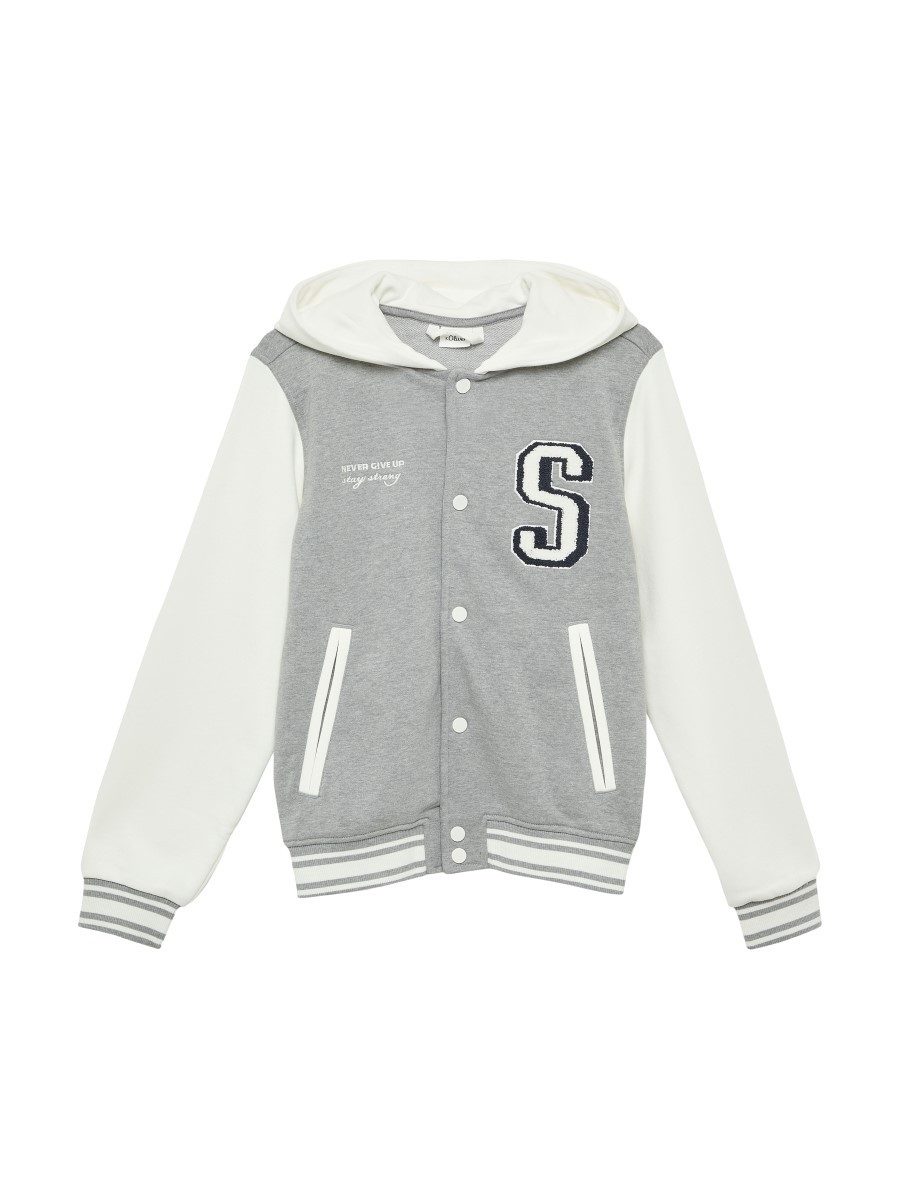 s.Oliver Kapuzensweatjacke College-Jacke mit Applikation (1-tlg) mit Taschen