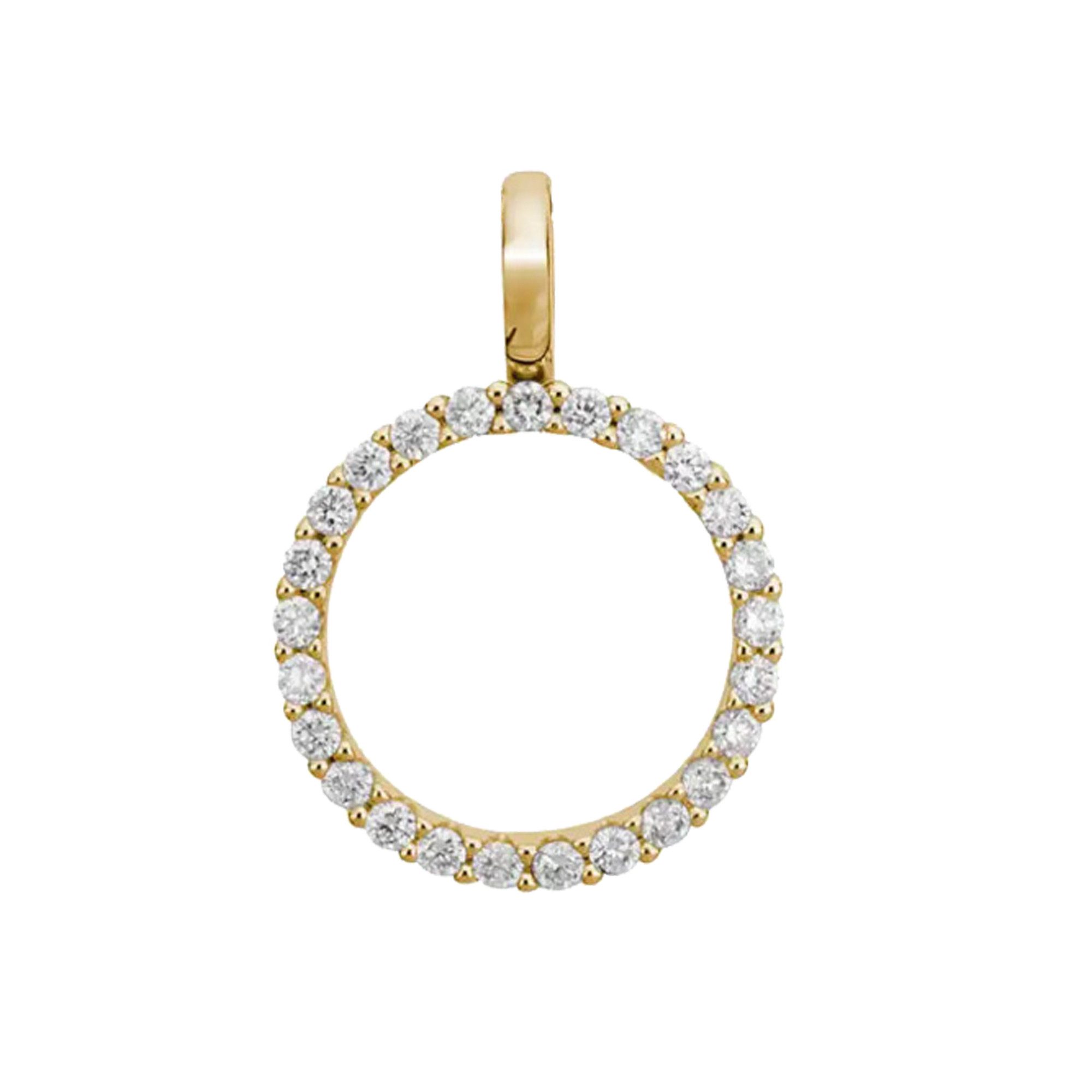 Kettenanhänger 585/- Gelbgold Kreis 25 synth. Diam. 0,28ct.