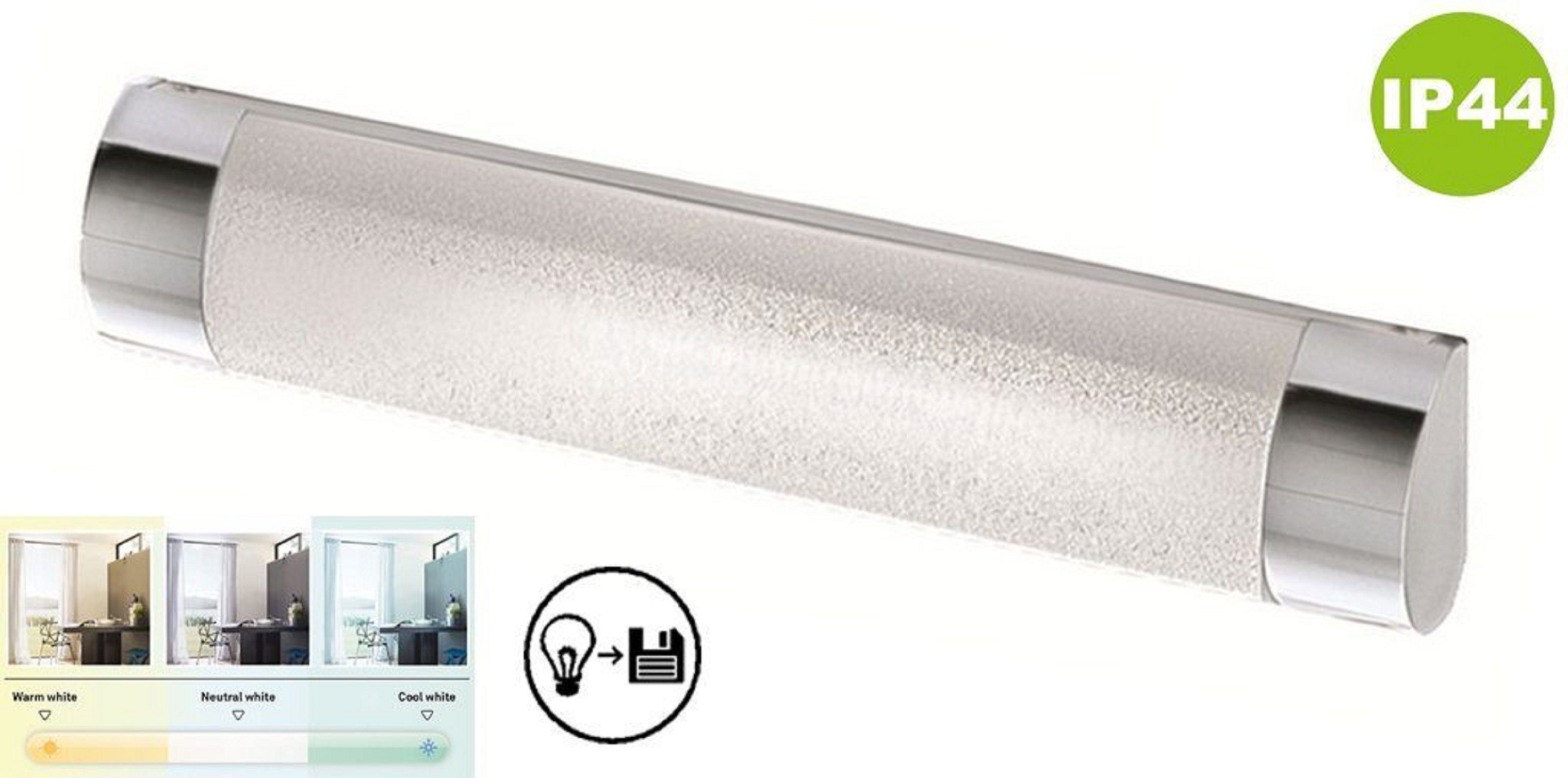 TRANGO LED Badezimmerlampe, Spiegelleuchte Farbtemperatur mit L: 615mm, Badleuchte, Memoryfunktion Wandlampe Spiegelleuchte, Unterbauleuchte & einstellbar 10 IP44 LED Schminklicht, 3000K-4000K-6000K, Watt Modern 2074 *CCT* Kristall-Optik