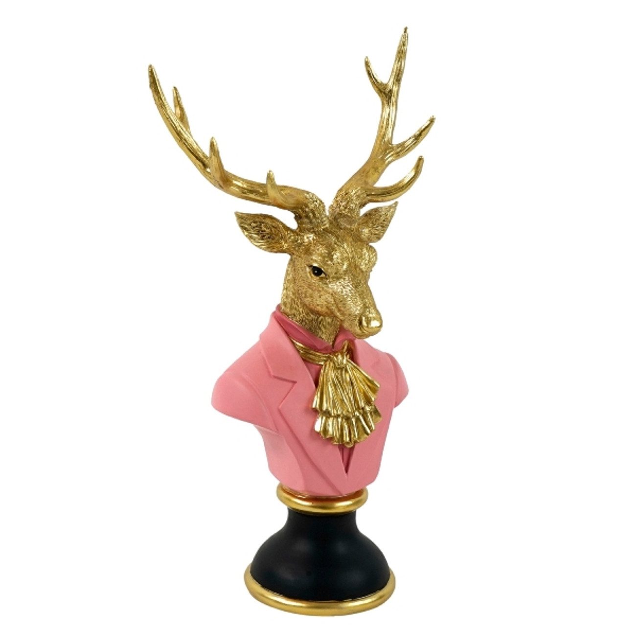 Macosa Home Dekofigur Hirsch Büste XL Rosa Gold modern 53 cm (Wohnaccessoire groß, Herbst Winterdekoration), Dekohirsch Dekobüste Dekofigur Skulptur