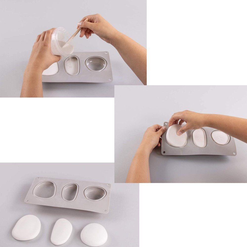 3D Elliptische Silikonformen Jormftte Stein Kieselstein Modellierwerkzeug