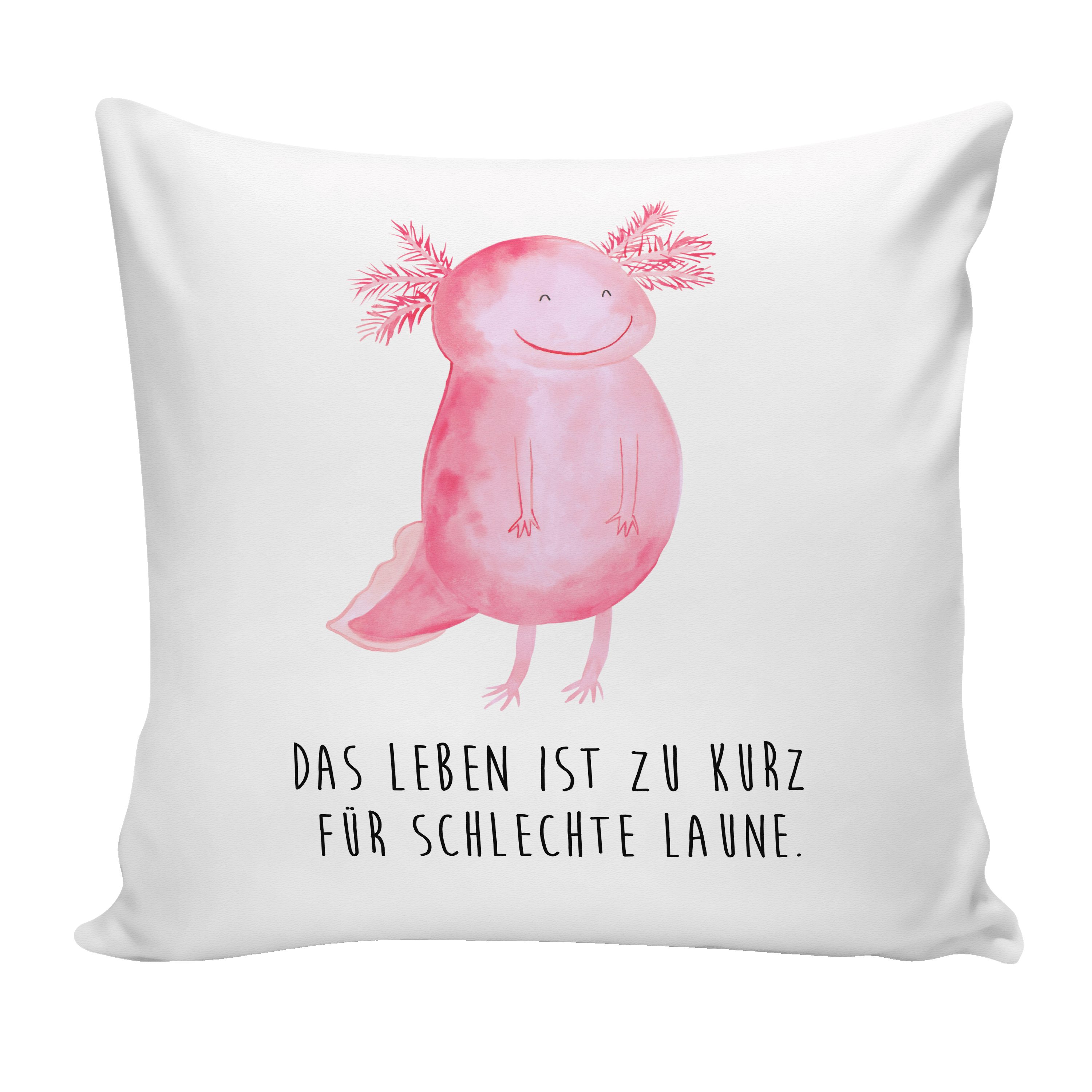 Mr. & Mrs. Panda Dekokissen Axolotl glücklich - Weiß - Geschenk, Sofakissen, Kissenhülle, Kopfkis