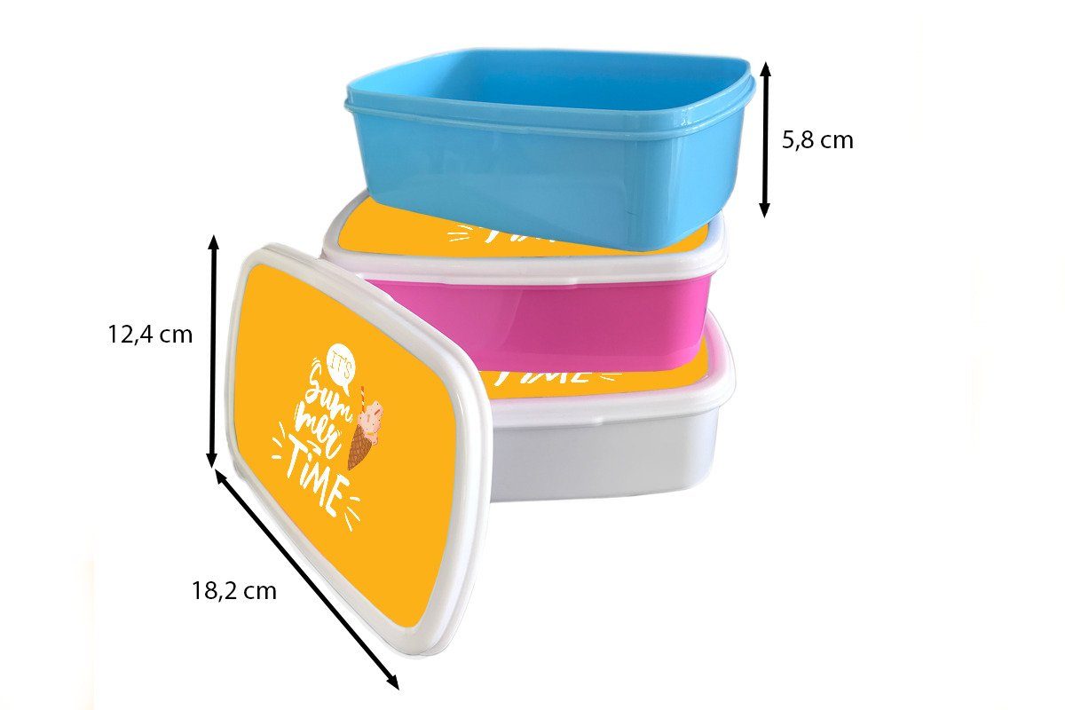 MuchoWow Lunchbox Sommer - Gelb - Brotdose, weiß Eiscreme, Brotbox Jungs und Erwachsene, (2-tlg), und Kinder für Mädchen Kunststoff, für