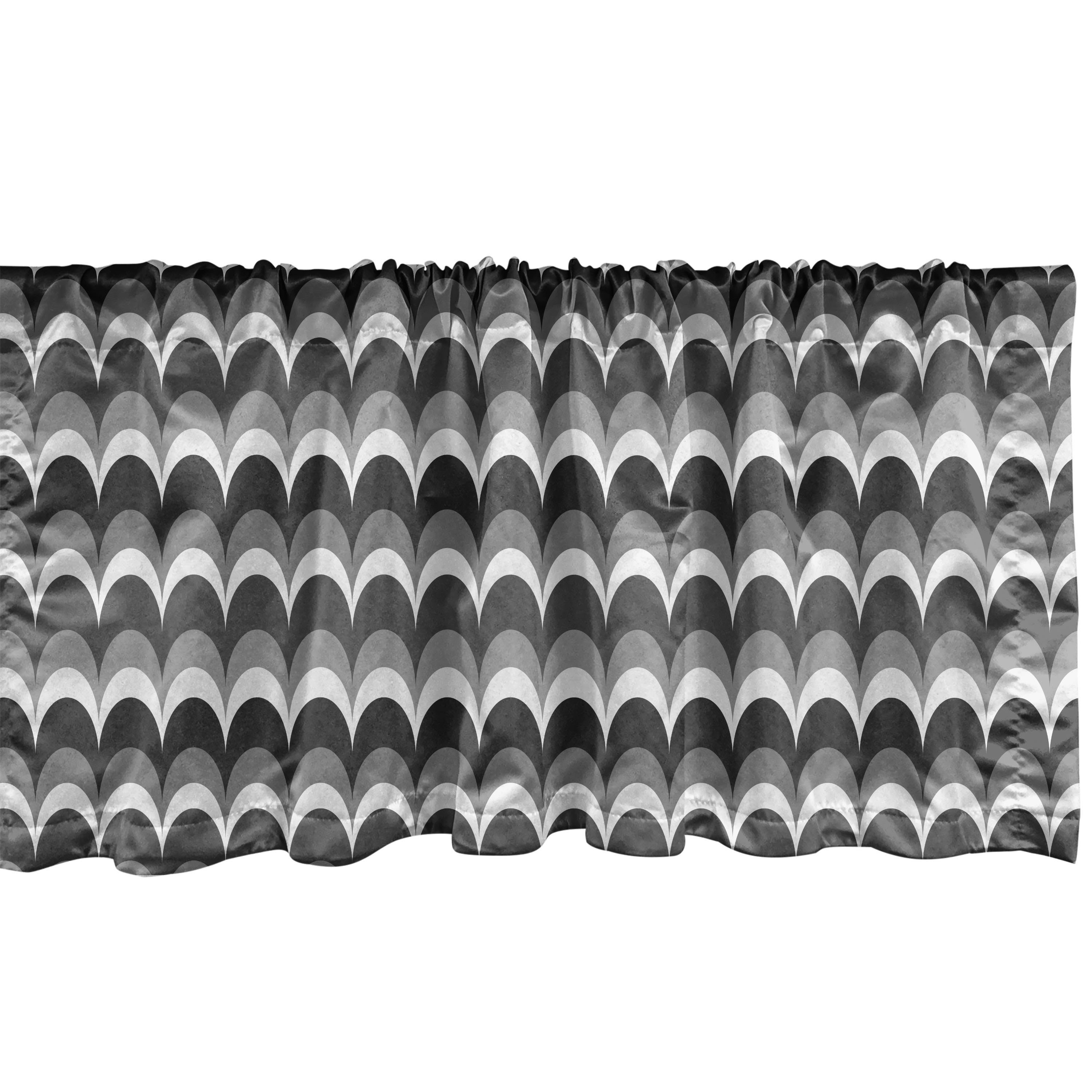 Scheibengardine Vorhang Volant für Küche Schlafzimmer Dekor mit Stangentasche, Abakuhaus, Microfaser, Abstrakt Wellenförmige Halbkreis