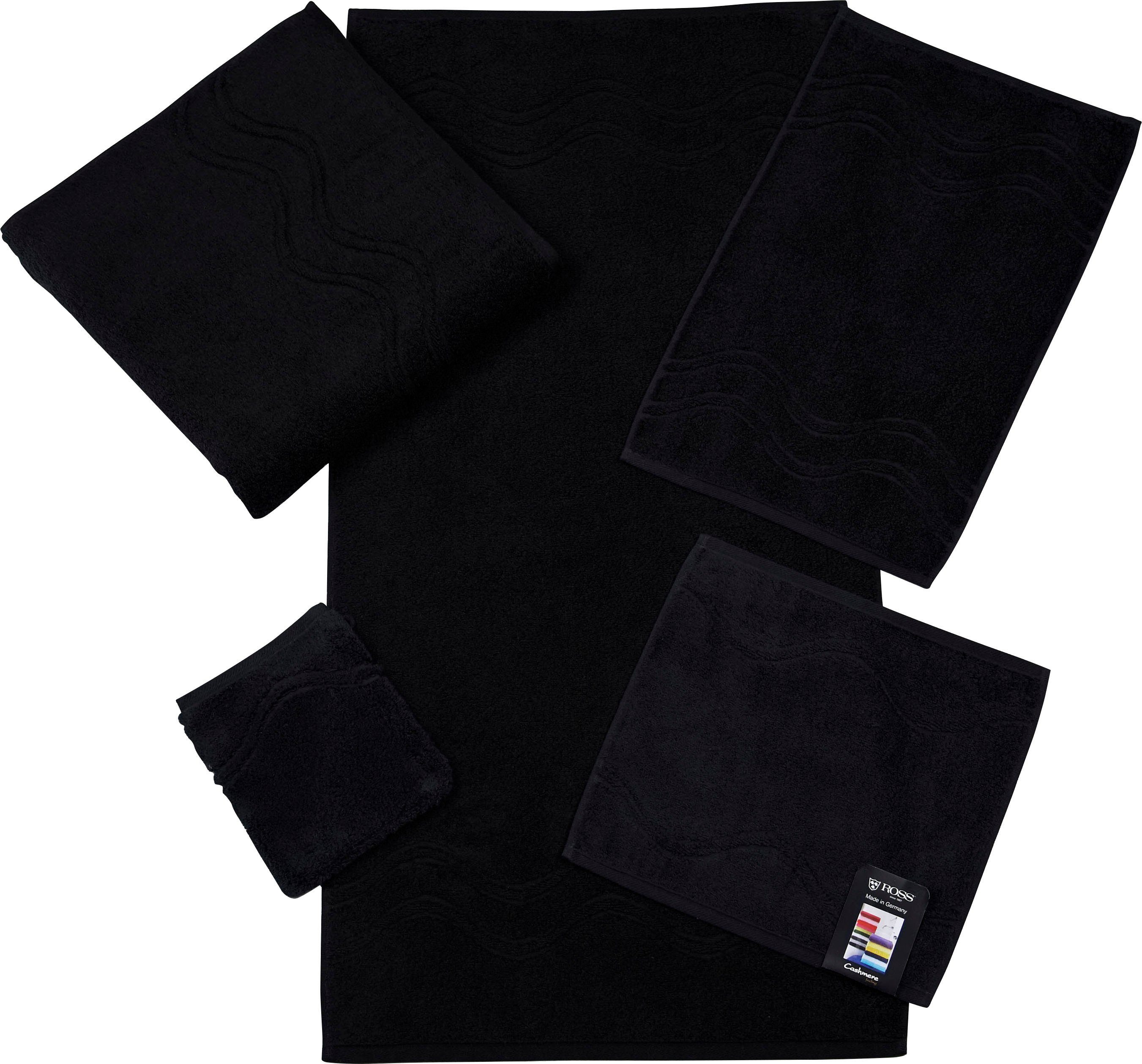 ROSS Handtuch mit Wellenbordüre schwarz Cashmere, (2-St), Frottier