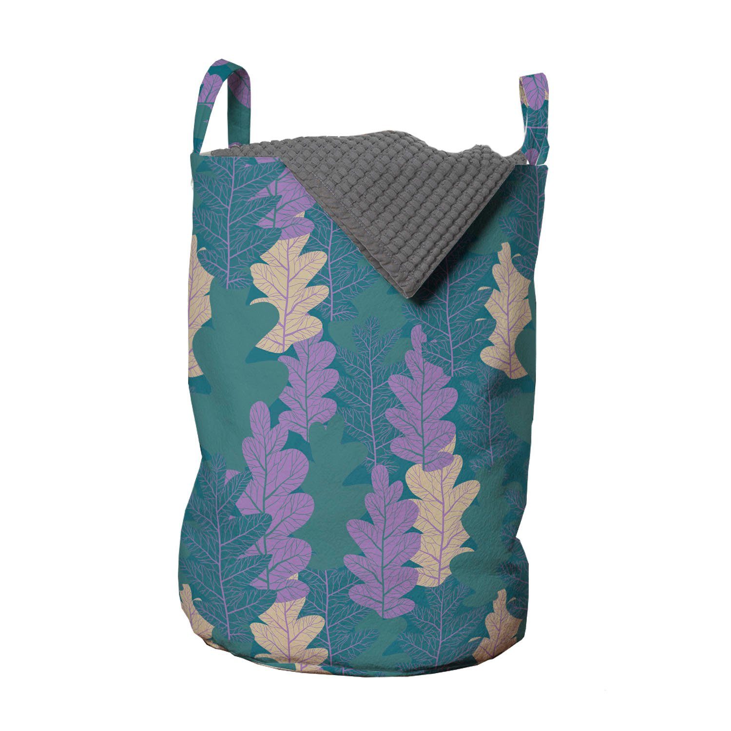 Abakuhaus Wäschesäckchen Wäschekorb mit Griffen Kordelzugverschluss für Waschsalons, Botanisch Herbstliche Eichel Blätter